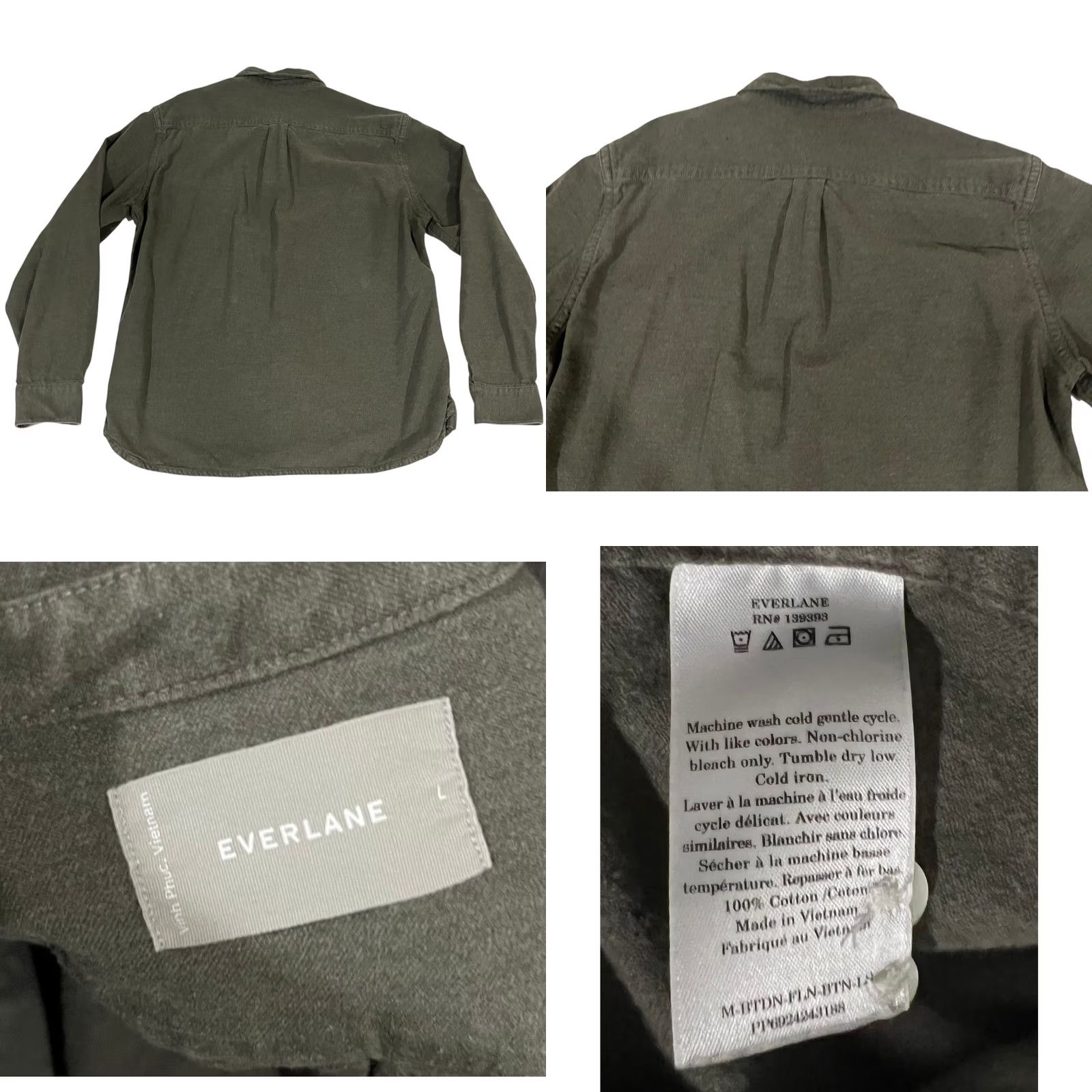 Everlane Everlane Men’s Brushed Flannel Shirt Heathered Thyme Button Front Cotton Sz L Mens Long Sleeve Collared Solid Green Size US L / EU 52-54 / 3 - 8 Thumbnail