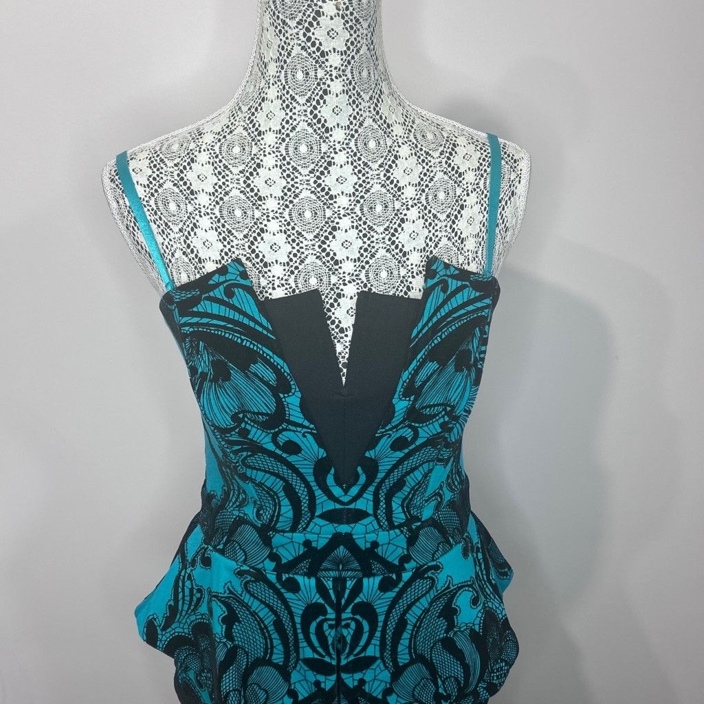 Other UK Lipsy Dress Turquoise and Black flocked size 8 Size M / US 6-8 / IT 42-44 - 4 Thumbnail