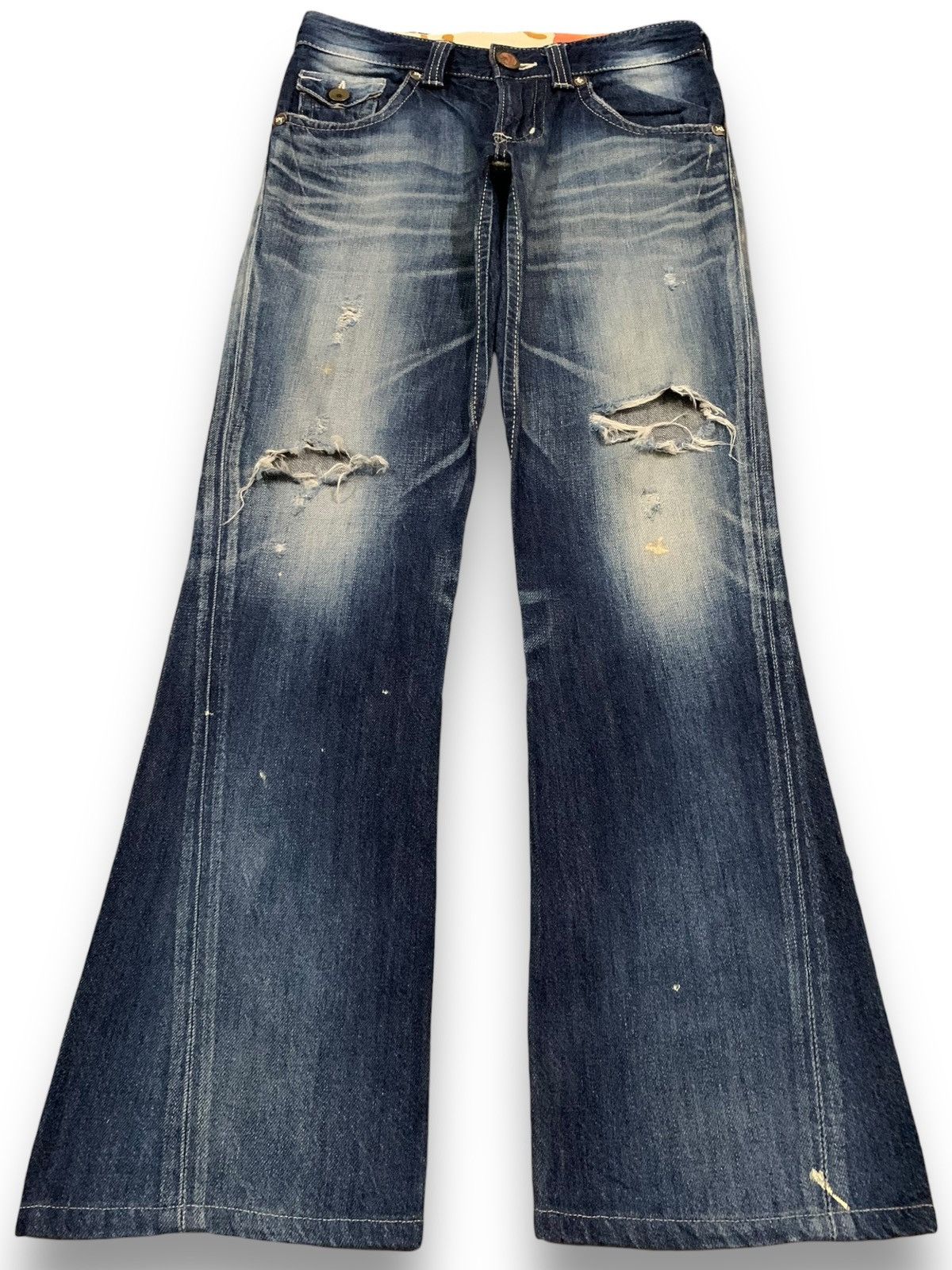 Edwin Vintage Edwin Blue Trip Flare Bootcut Distressed Jeans Size US 31 - 1 Thumbnail