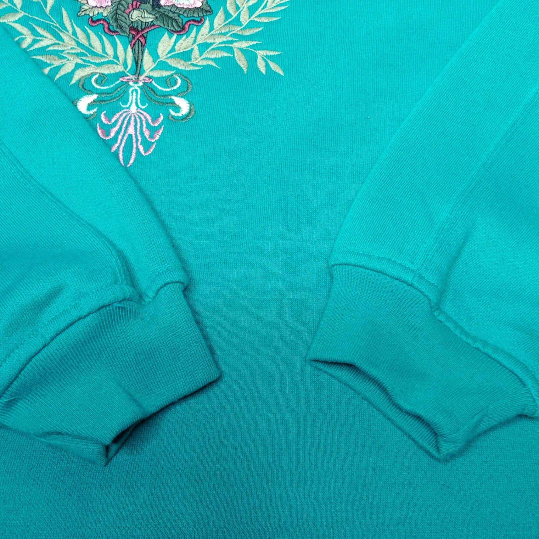 Vintage VINTAGE Sweatshirt Women S Embroidered Floral Cottagecore Turquoise Mock Neck Size S / US 4 / IT 40 - 6 Thumbnail