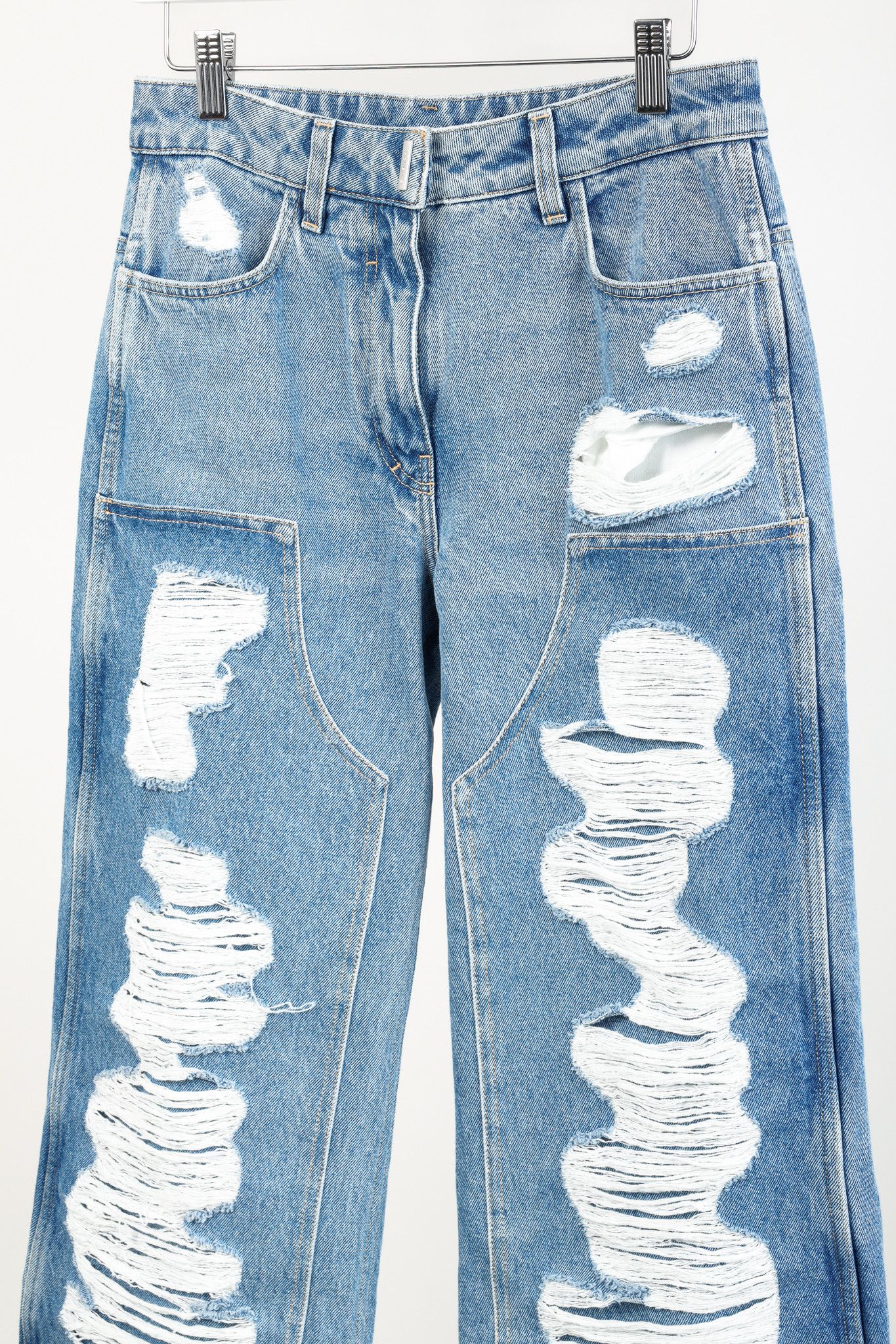 Givenchy Givenchy AW/22 Runway Light Blue Destroyed Paneled Jeans Size 29" - 3 Thumbnail