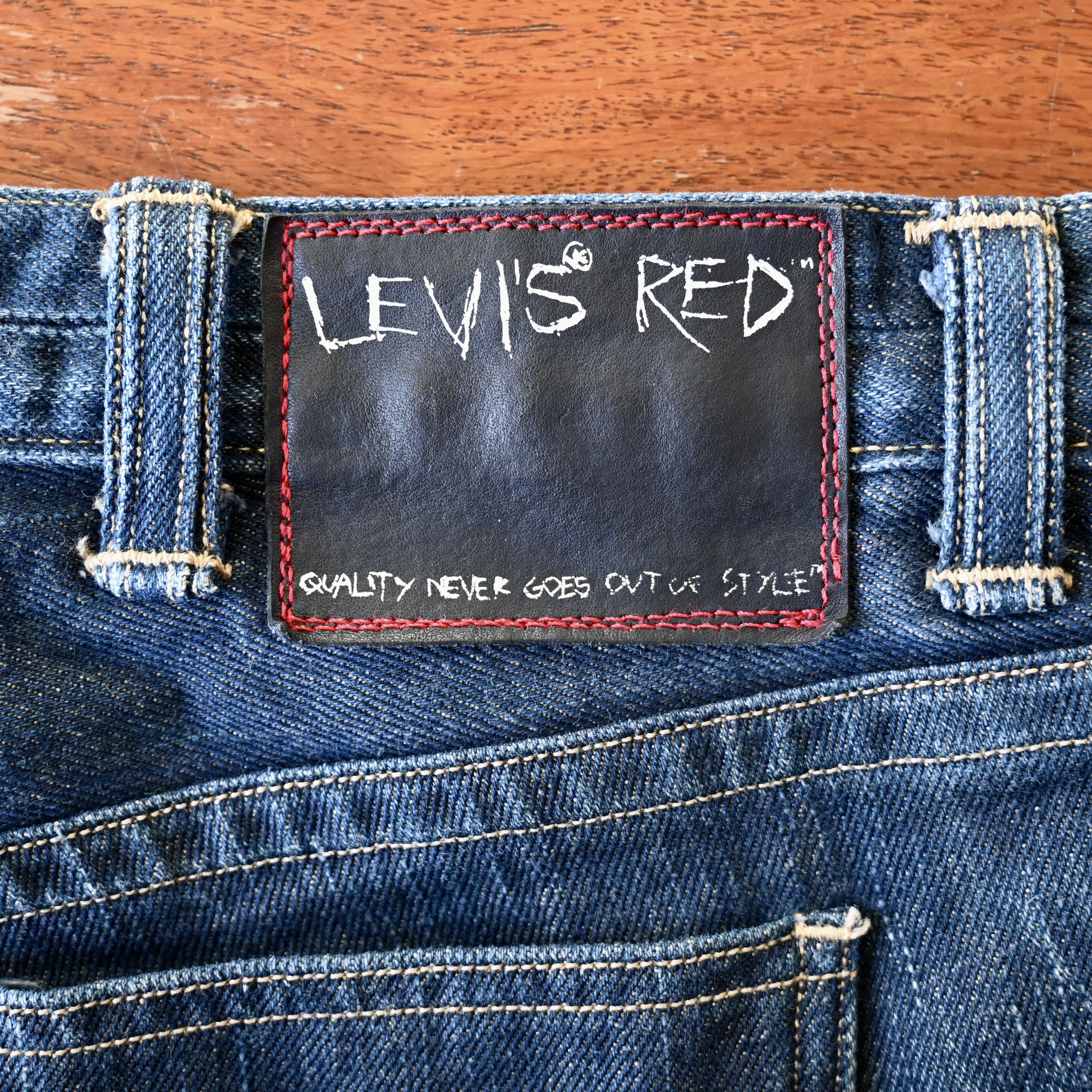 Levi's VTG, 2004 Levi's RED patchwork slim jeans, zippered leg Size 29" - 13 Thumbnail