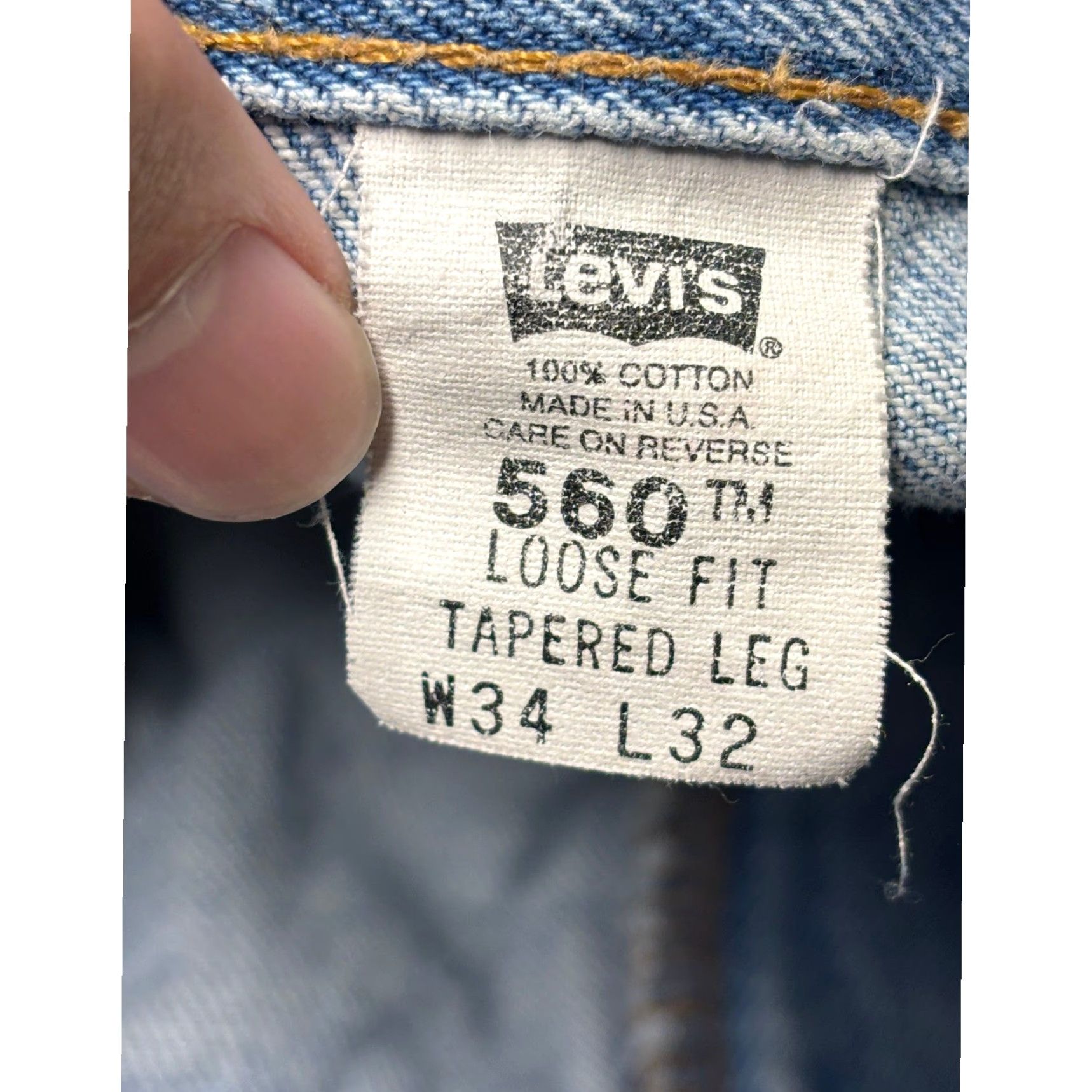 Levi's VINTAGE Levi's 560 Loose Fit Tapered Leg Jeans Light Wash Made USA Mens 34x32 Blue 90s Grunge Size US 34 / EU 50 - 5 Thumbnail