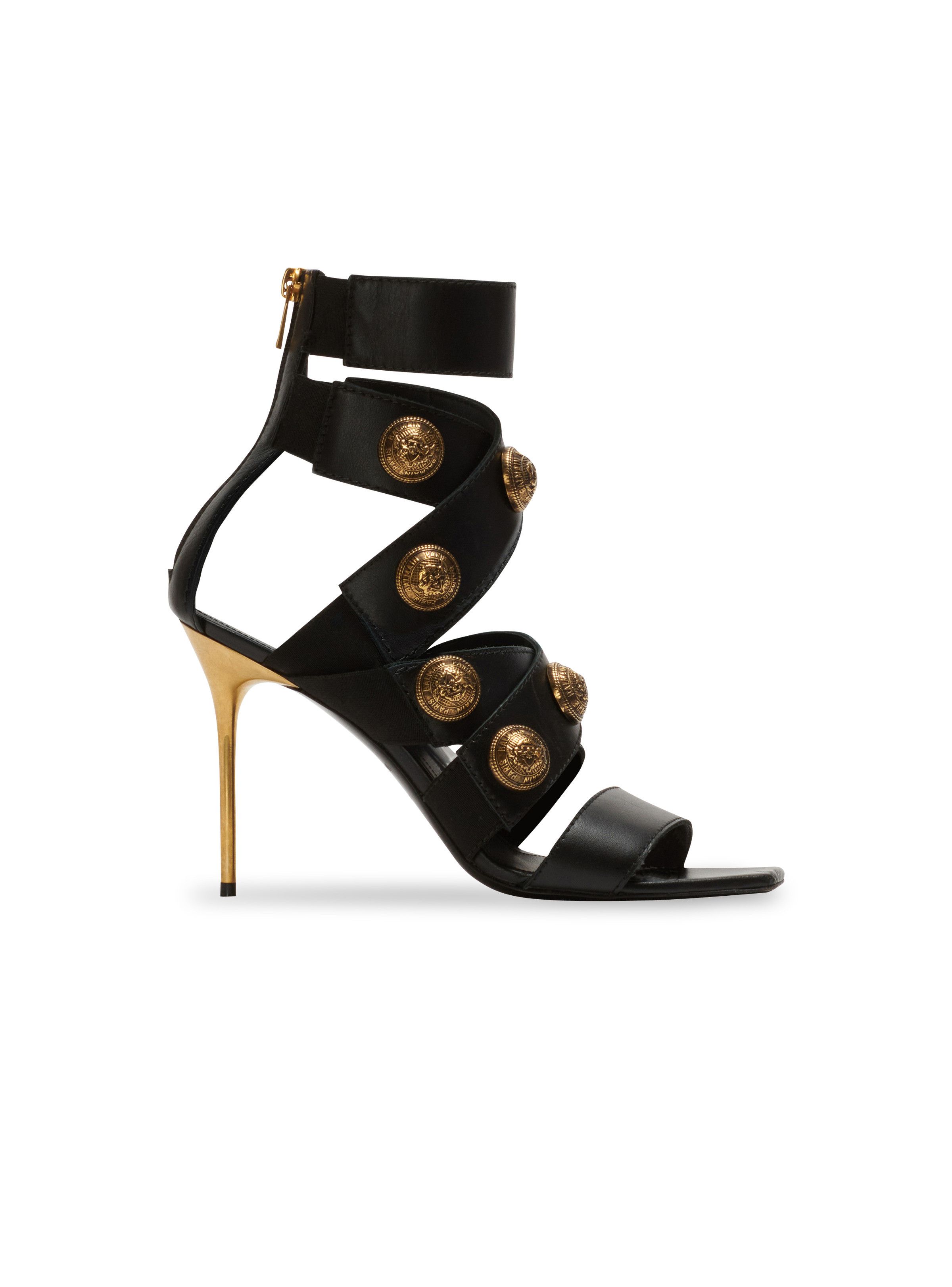 Balmain o1s1wg110925 Alma Leather Strappy Sandals in Black Size US 10 / IT 40 - 1 Thumbnail