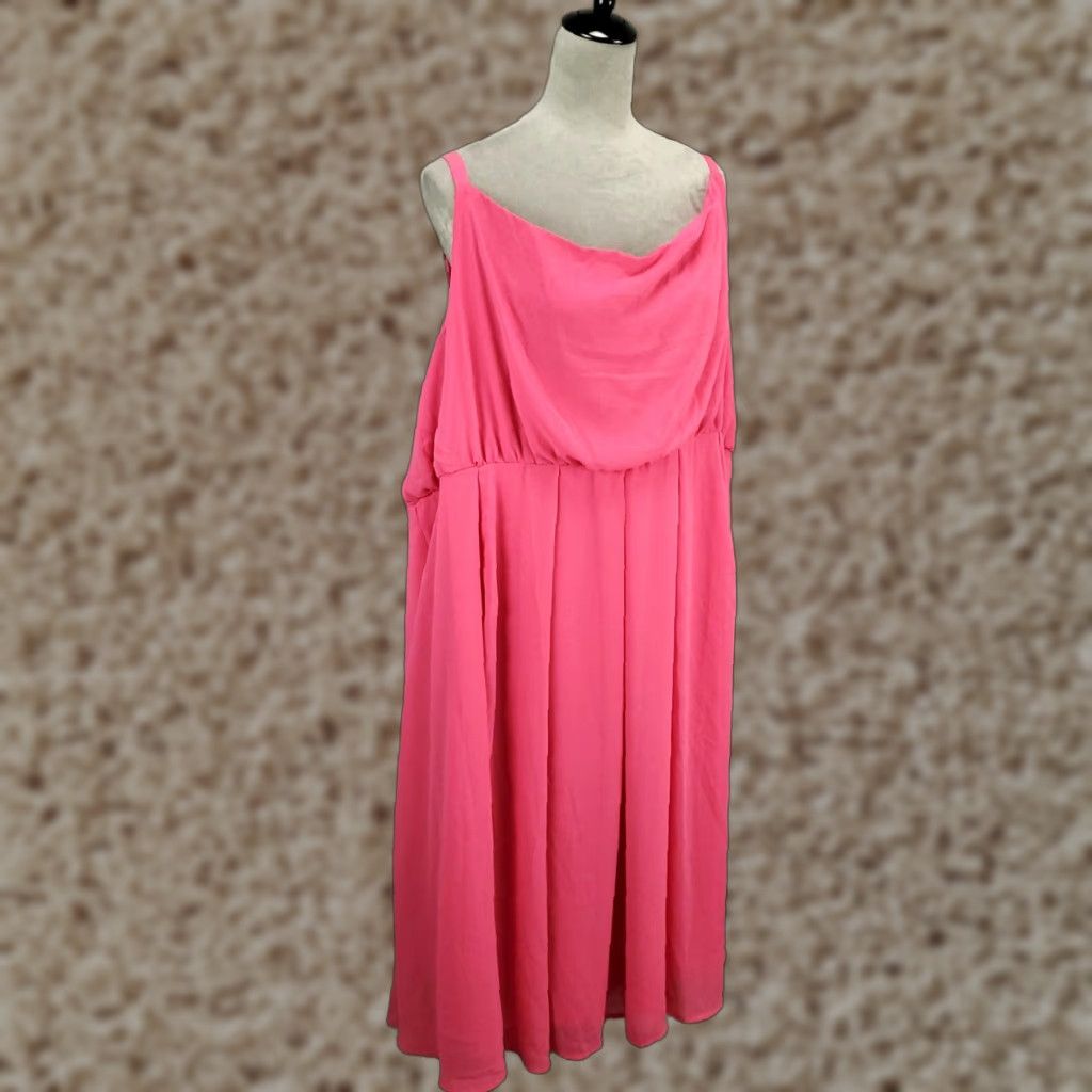 Torrid Torrid New Womens 4X Pink Midi Chiffon Cowl Neck Pleated Tank Sheer NWT Dress Size XXL / US 16-18 / IT 52-54 - 1 Thumbnail