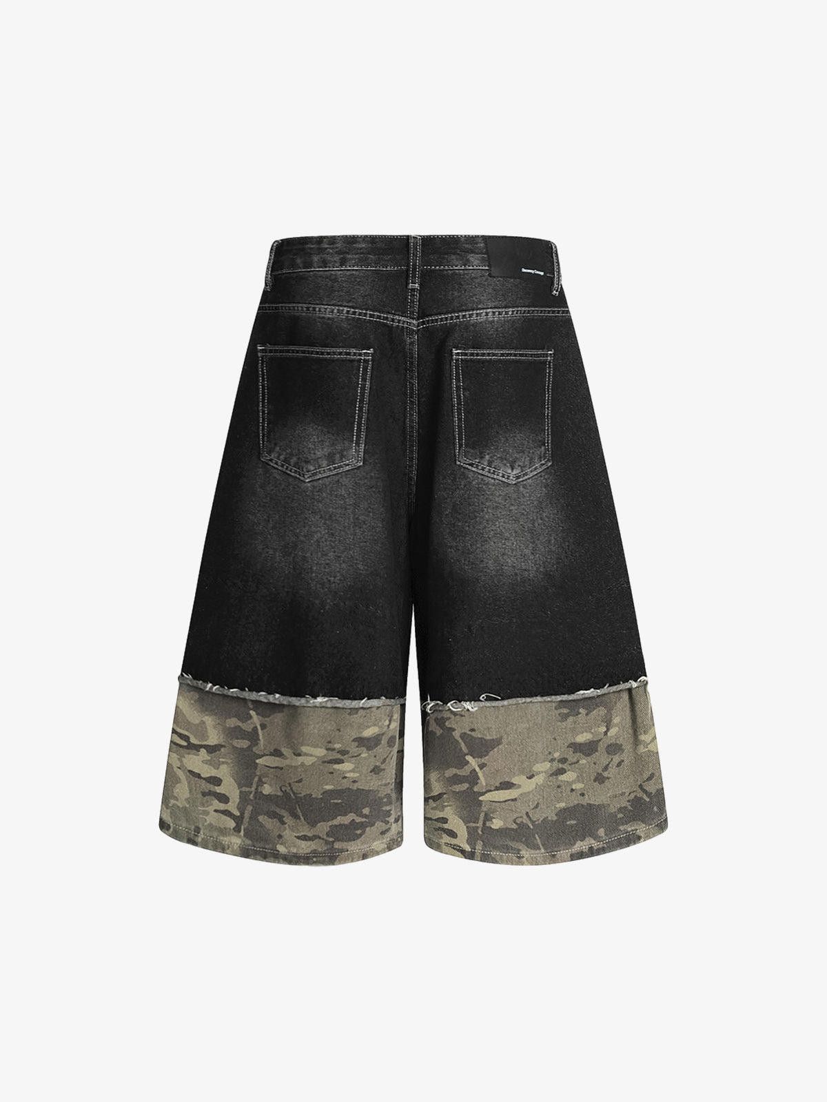 Vintage Camouflage Hem Patchwork Denim Shorts Size US 32 / EU 48 - 4 Thumbnail