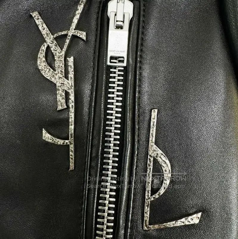 Yves Saint Laurent YSL Black Leather Women's Jacket Size S . Size S / US 4 / IT 40 - 4 Thumbnail