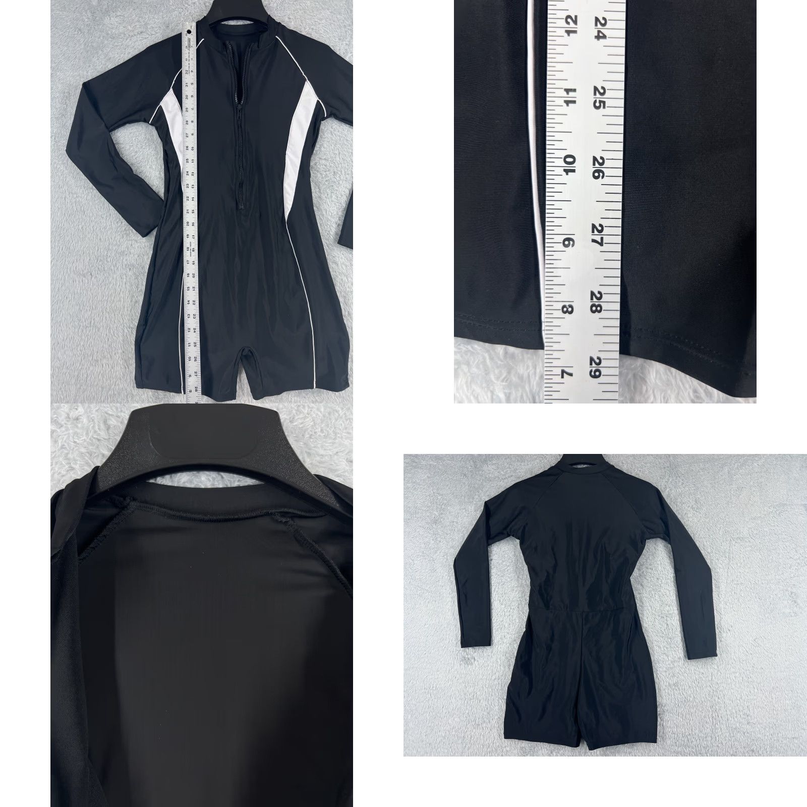 Vintage VINTAGE Women’s Black White Short Sleeve One Piece Swimsuit - Sports Surfing Nylon M Size 32" / US 10 / IT 46 - 8 Thumbnail