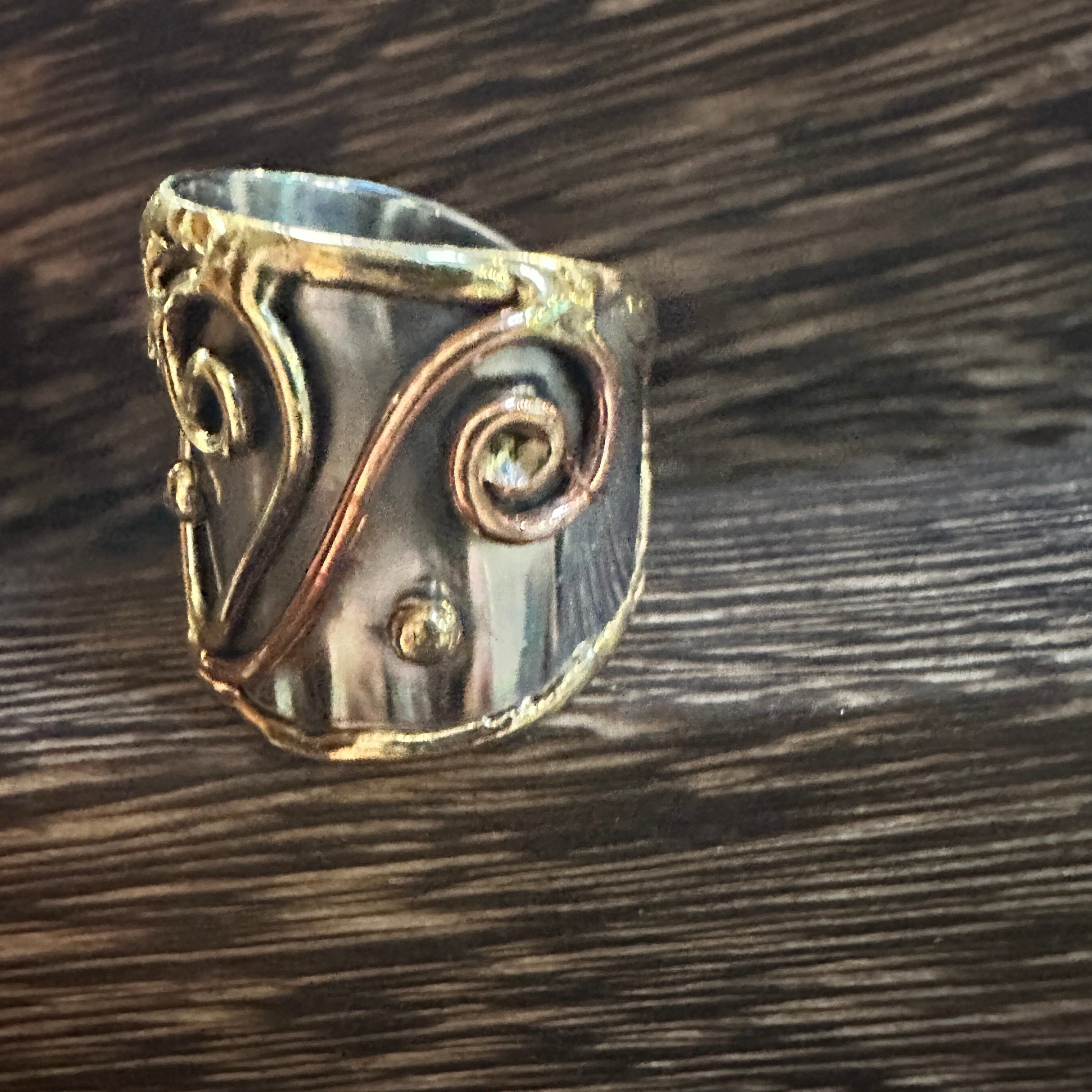 Other Artisan Crafted Silver & Copper Heart Wide Cuff Ring in Gift Size ONE SIZE - 6 Thumbnail