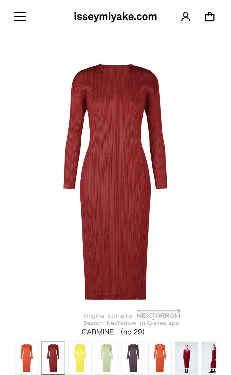 Issey Miyake Issey Miyake Crew Neck Long Sleeve Dress Burgundy Size XL / US 12-14 / IT 48-50 - 1 Thumbnail