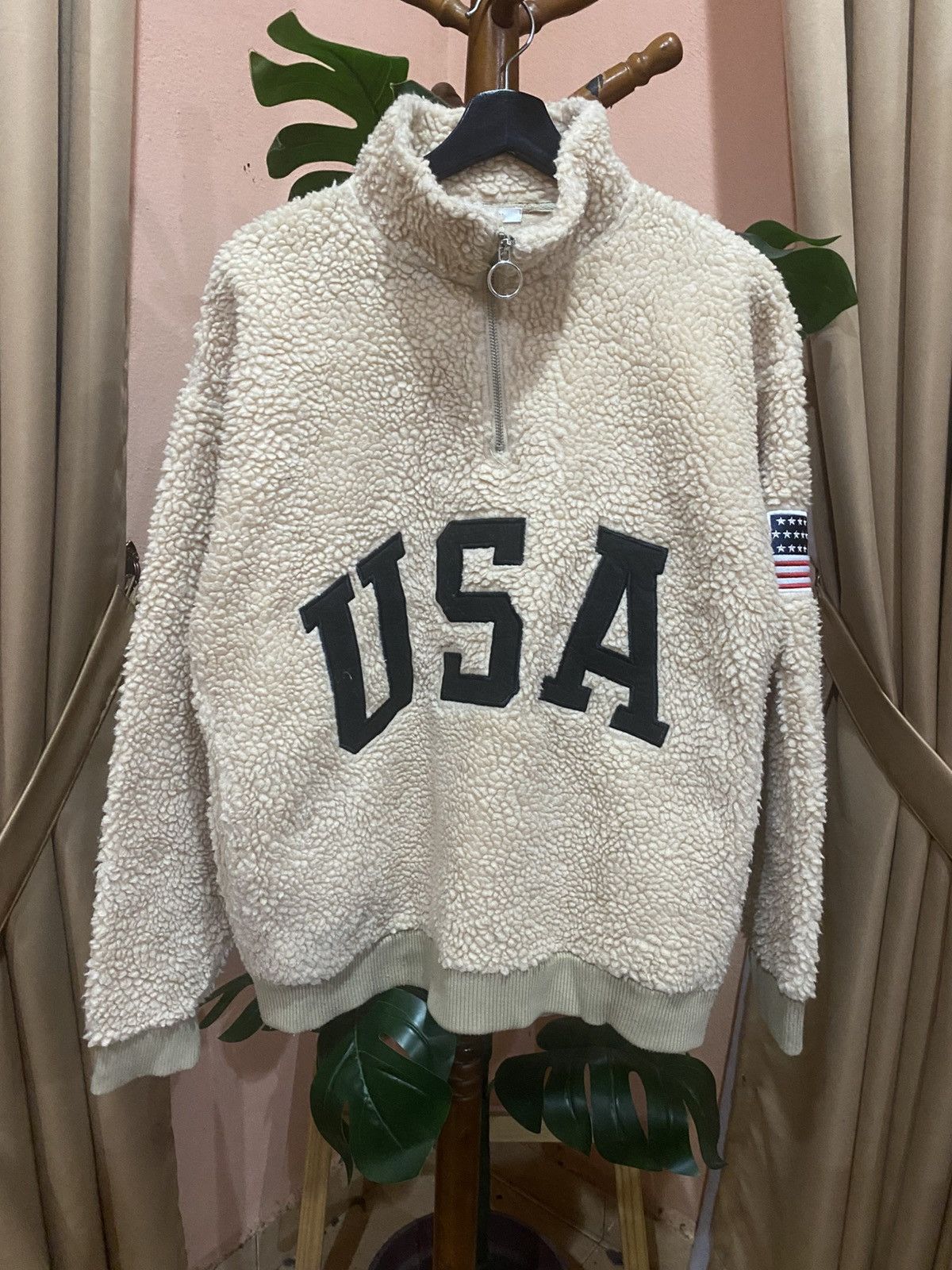 Japanese Brand Vintage USA Sherpa Fleece Pullover Cozy Quarter-Zip Sweater Size US M / EU 48-50 / 2 - 1 Thumbnail