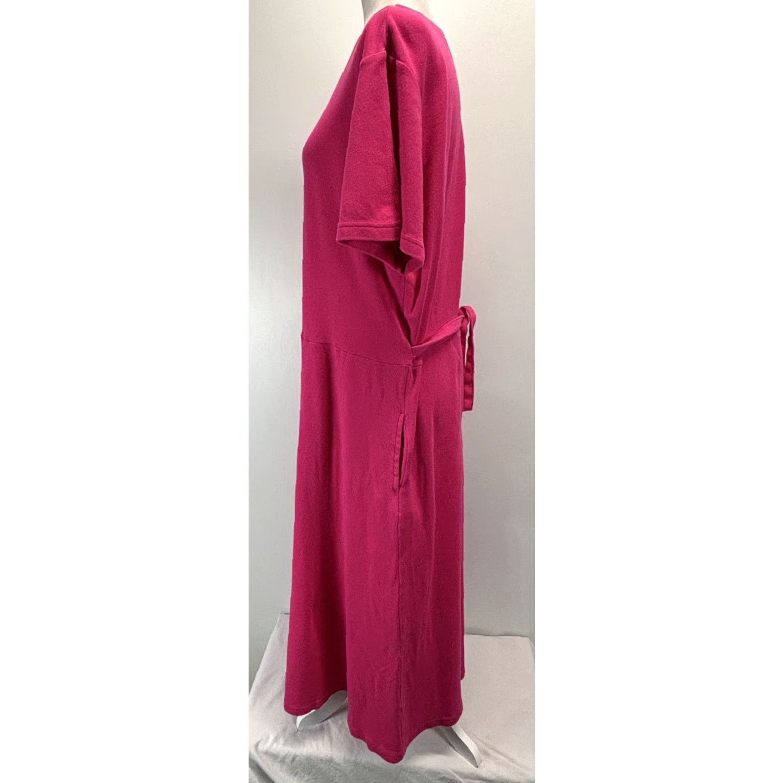 Vintage VINTAGE Bryn Connelly Midi Dress Shirt Dress 3X Plus Pink Tie Back Pockets Comfort Womens Size XXL / US 16-18 / IT 52-54 - 2 Thumbnail