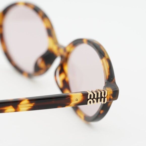 Miu Miu Miu Miu MU04ZS 14L4I0 Sunglasses Honey Havana Oval Frame Size ONE SIZE - 4 Thumbnail
