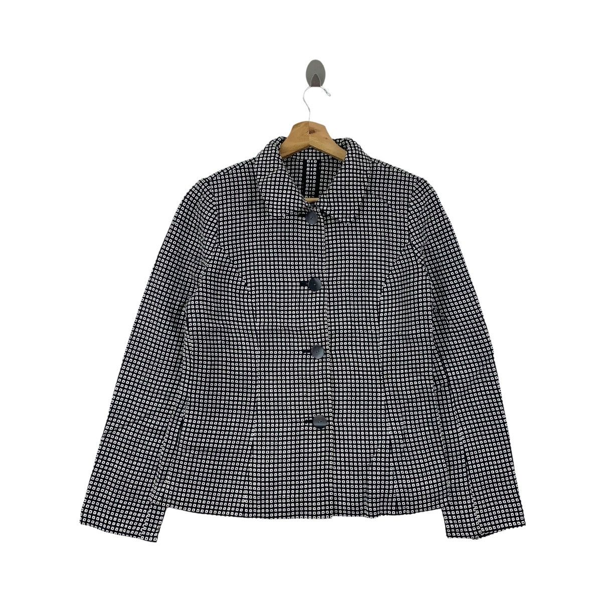 image of Vintage Leilian Checkered Tartan Design Coat in Grey, Women's (Size Small)