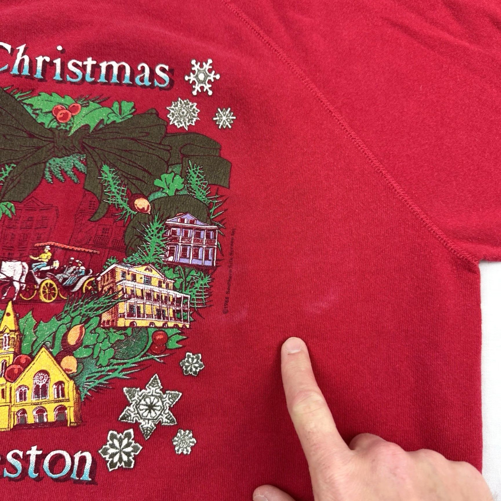 Hanes VINTAGE Hanes Sweatshirt Christmas 80s Charleston SC Men's XL Red Pullover Graphic Print Holiday 1980s Size US XL / EU 56 / 4 - 7 Thumbnail