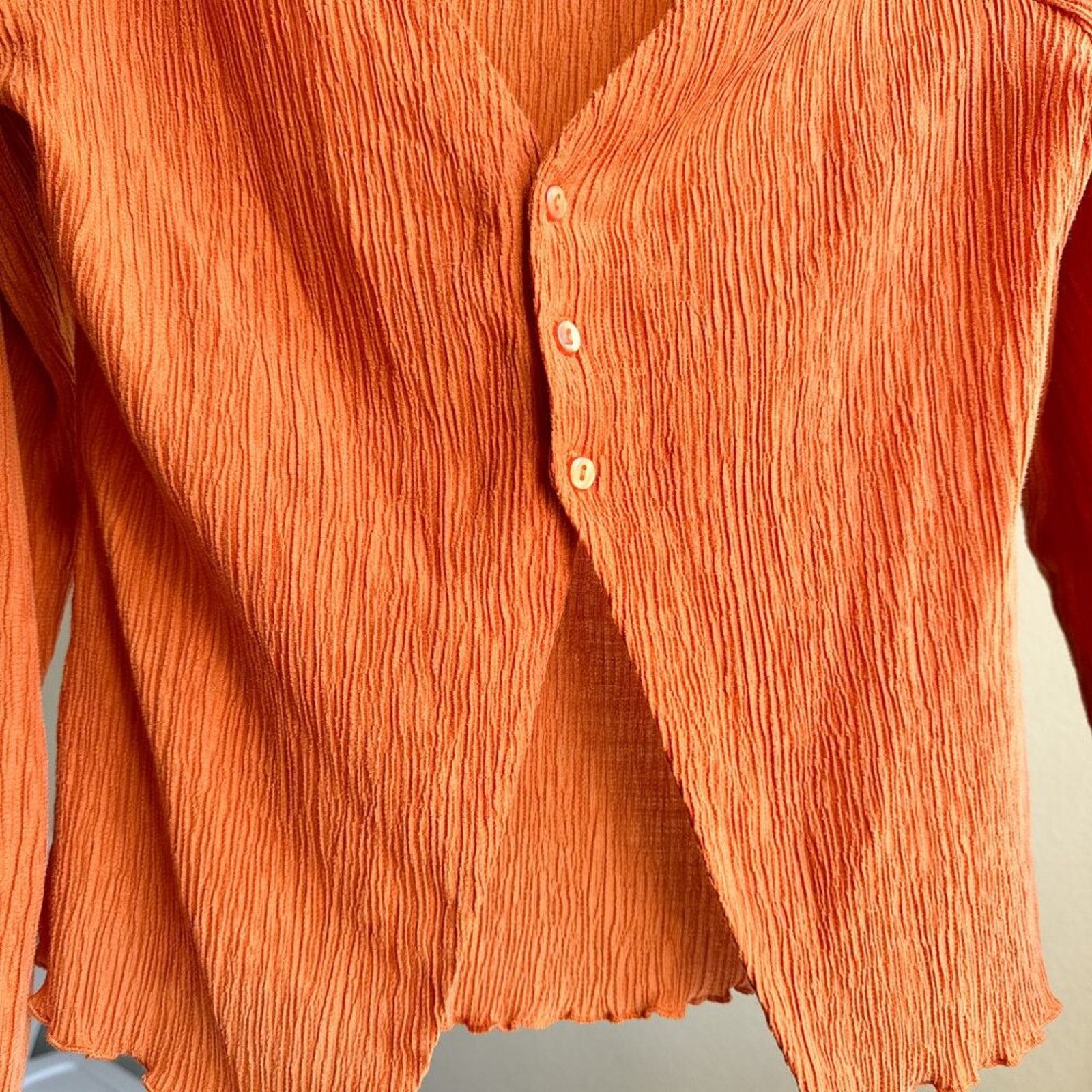 Camila Coelho Camila Coelho Tais Long Sleeve Crinkle Top Orange Small Size S / US 4 / IT 40 - 4 Thumbnail