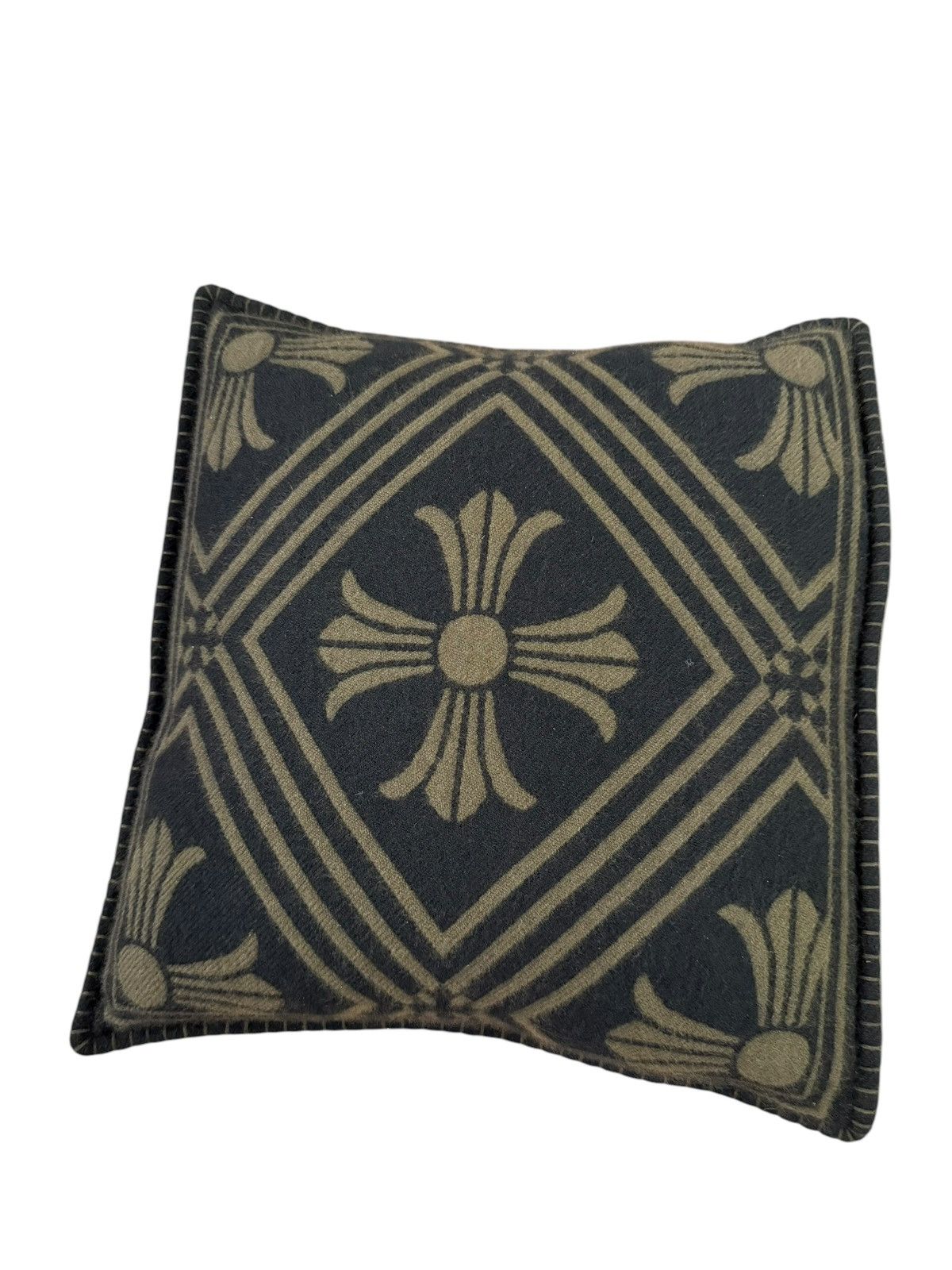 Chrome Hearts Black / Brown Cashmere Mini Plus Pillow w/ Silver Buttons Size ONE SIZE - 2 Thumbnail