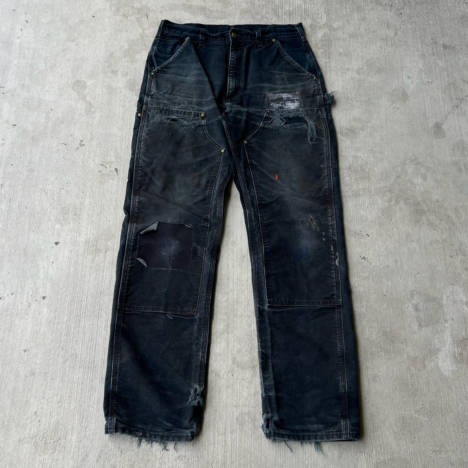 Carhartt faded black double knee work wear carpenter pants