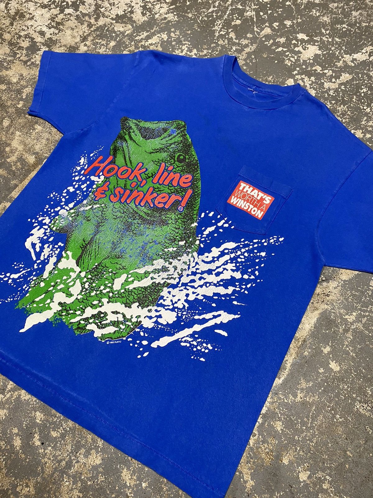Vintage Vintage That’s Worth A Winston Hook Line Sinker 1993 Tshirt Size US XL / EU 56 / 4 - 2 Thumbnail