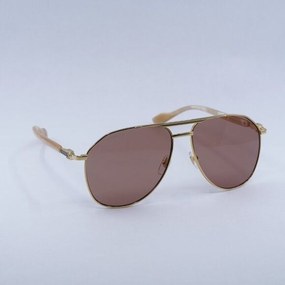 Gucci 🕶️ New Gucci GG1220S 003 Sunglasses - Gold Frame, Cognac Size ONE SIZE - 6 Thumbnail