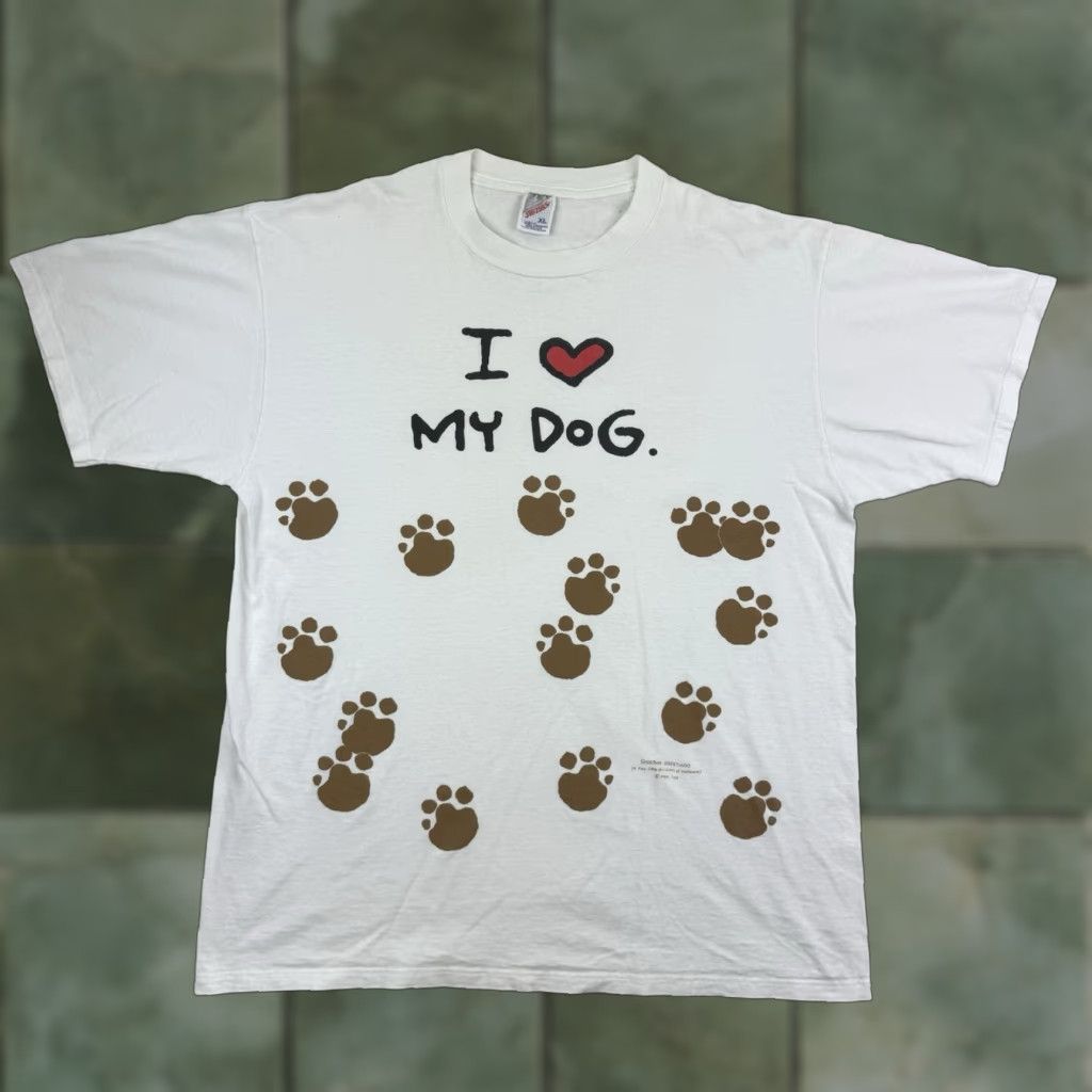 Vintage Vintage Hallmark I Heart My Dog T Shirt XL White 90s 1950s? Size US XL / EU 56 / 4 - 1 Thumbnail