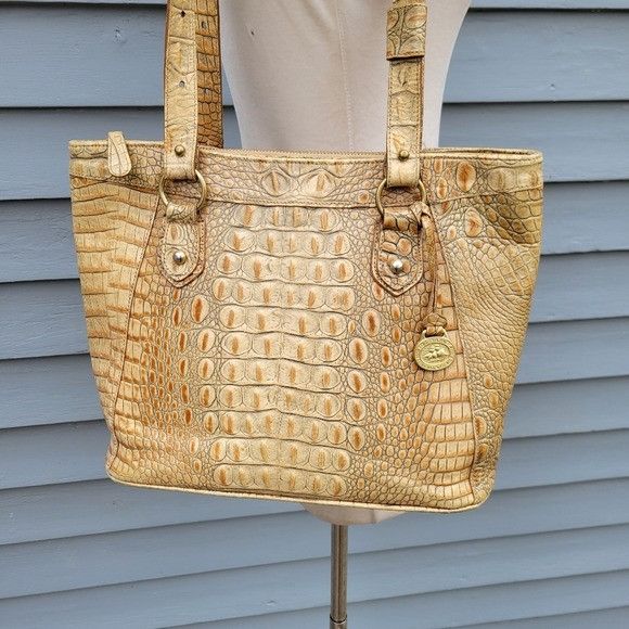BRAHMIN Brahmin Medium Asher Tote Bag in a Crocodile Embossed Tan Me Size ONE SIZE - 2 Thumbnail