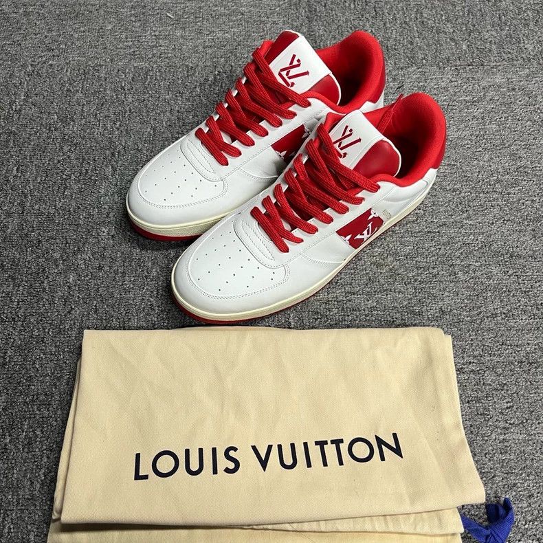 Louis Vuitton Louis Vuitton White Red Low Top Sneakers - dmc Size US 7 / EU 40 - 1 Thumbnail