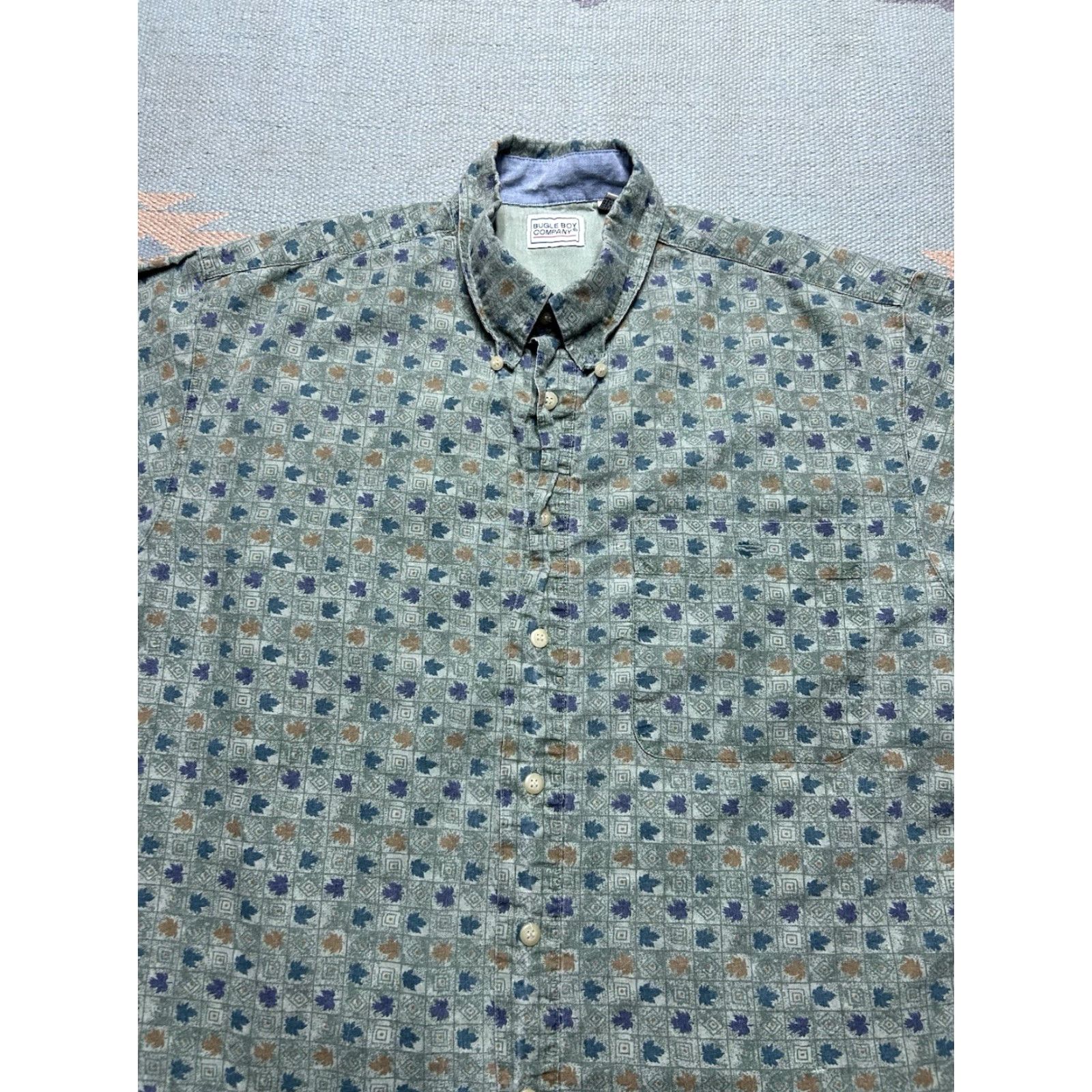 Bugle Boy Bugle Boy Button-Up Shirt Long Sleeve All Over Print Floral Geometric Adult Medium Multicolor Mens Shirt Size US M / EU 48-50 / 2 - 2 Thumbnail