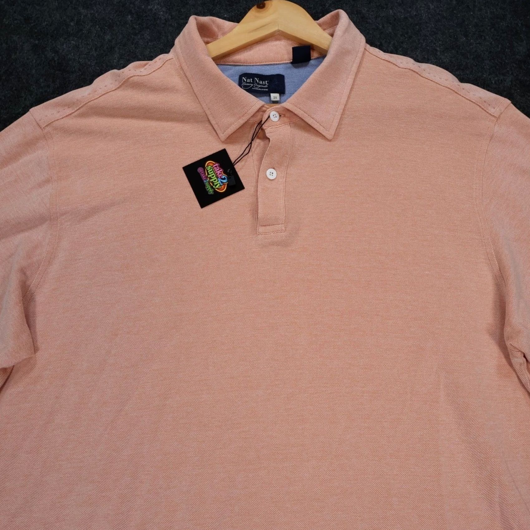 Nat Nast Nat Nast Polo Shirt Mens 2XL Peach Excellent Silk Cotton Blend Short Sleeve Size US XXL / EU 58 / 5 - 4 Thumbnail