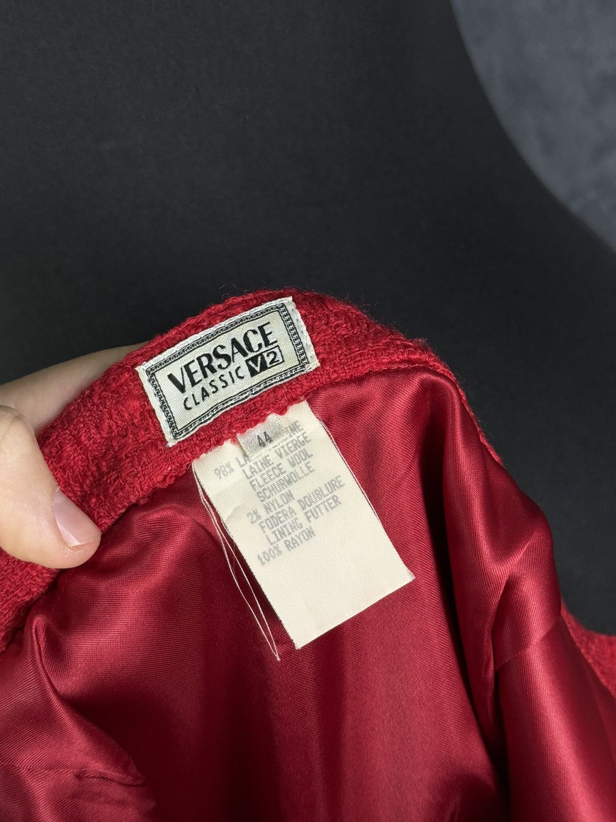 Vintage Archive!! VERSACE Classic V2 80s Red Skirt Jacket Suit Wool Size M / US 6-8 / IT 42-44 - 22 Thumbnail