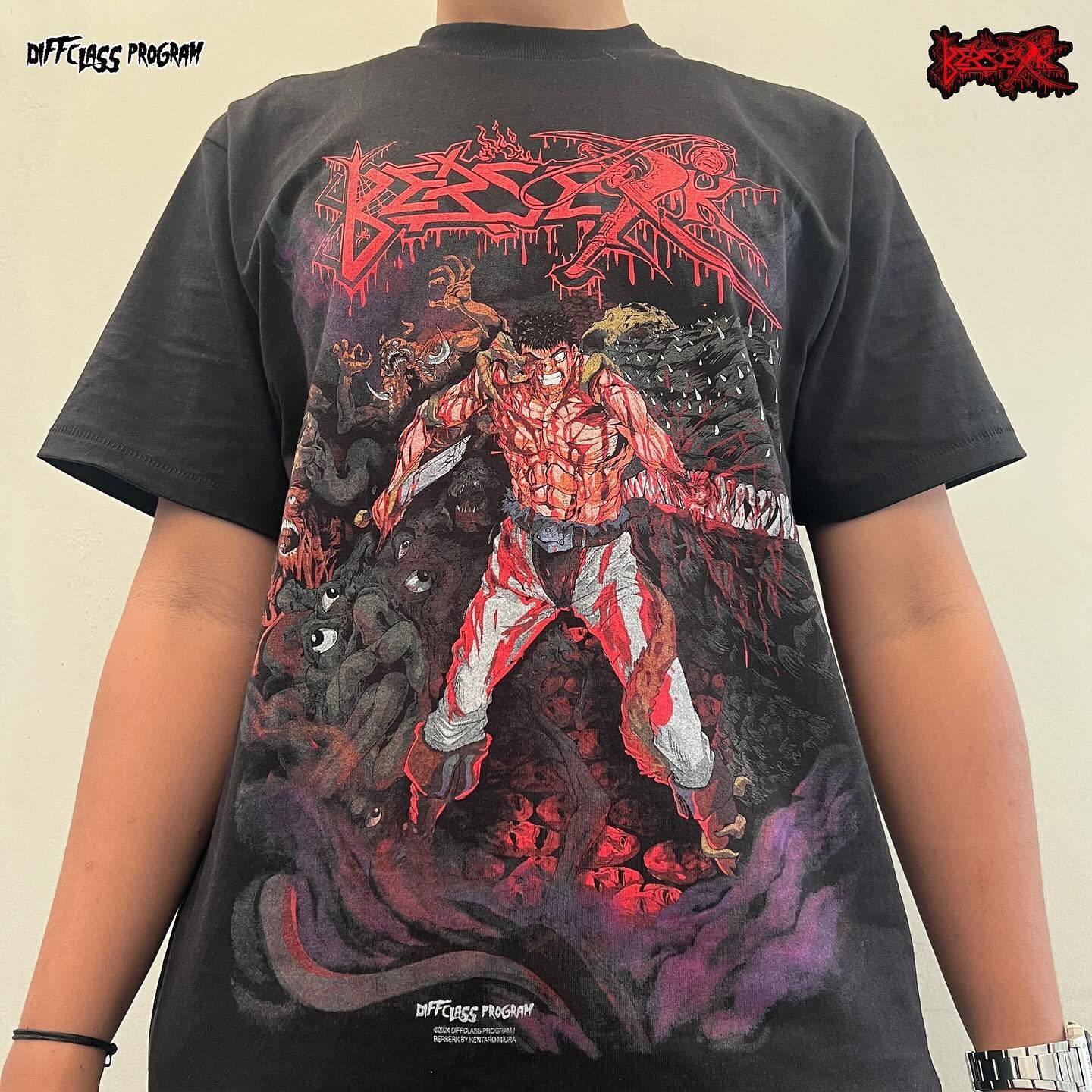 image of Anima x Tee Shirt Berserk Anime Manga Tshirt in Black, Men's (Size XL)