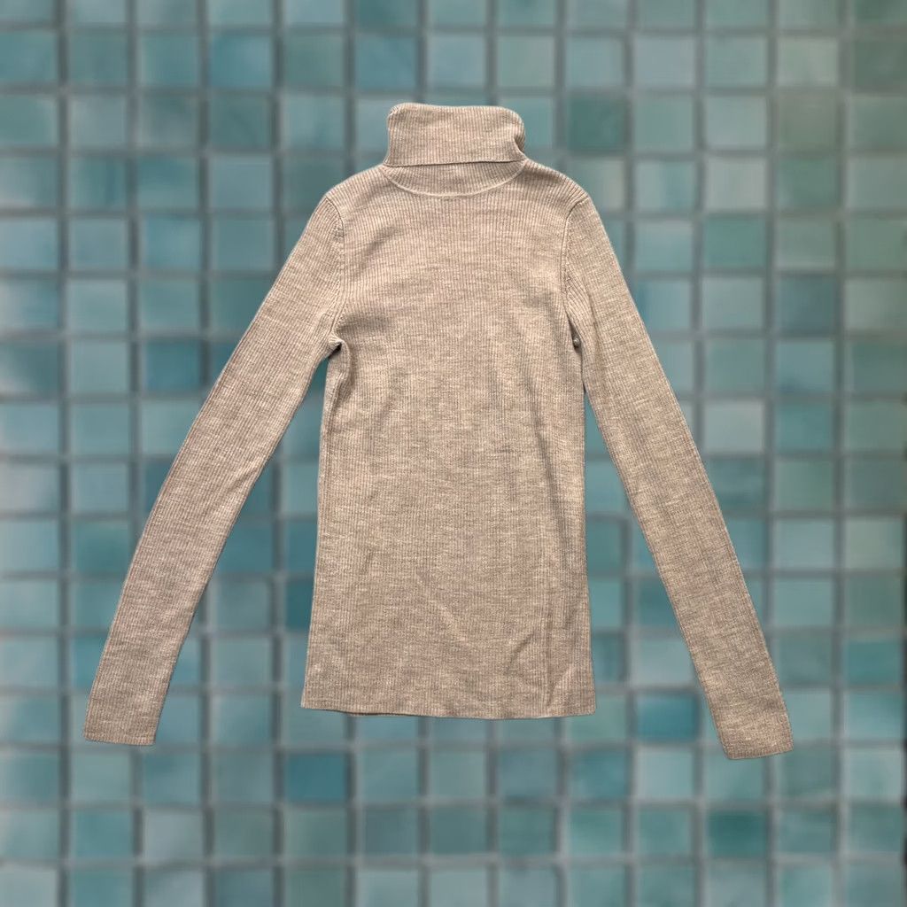Uniqlo Uniqlo Sweater Womens Small Beige Merino Wool Ribbed Turtleneck Knit Pullover Dressy Casual Winter Regular Womens Size S / US 4 / IT 40 - 1 Thumbnail