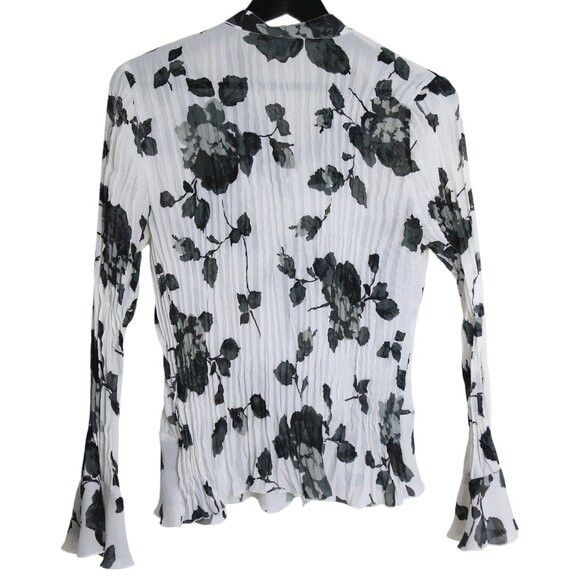 Vintage Vintage Jessica Floral Black White Ruffle V-neck Blouse Size M / US 6-8 / IT 42-44 - 5 Thumbnail
