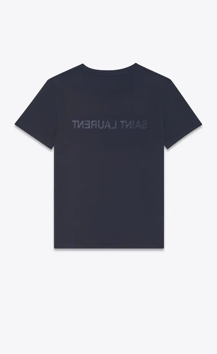 Saint Laurent Paris o1b1hav110325 665234 Reverse Logo T-Shirt in Navy Size XS / US 0-2 / IT 36-38 - 2 Thumbnail