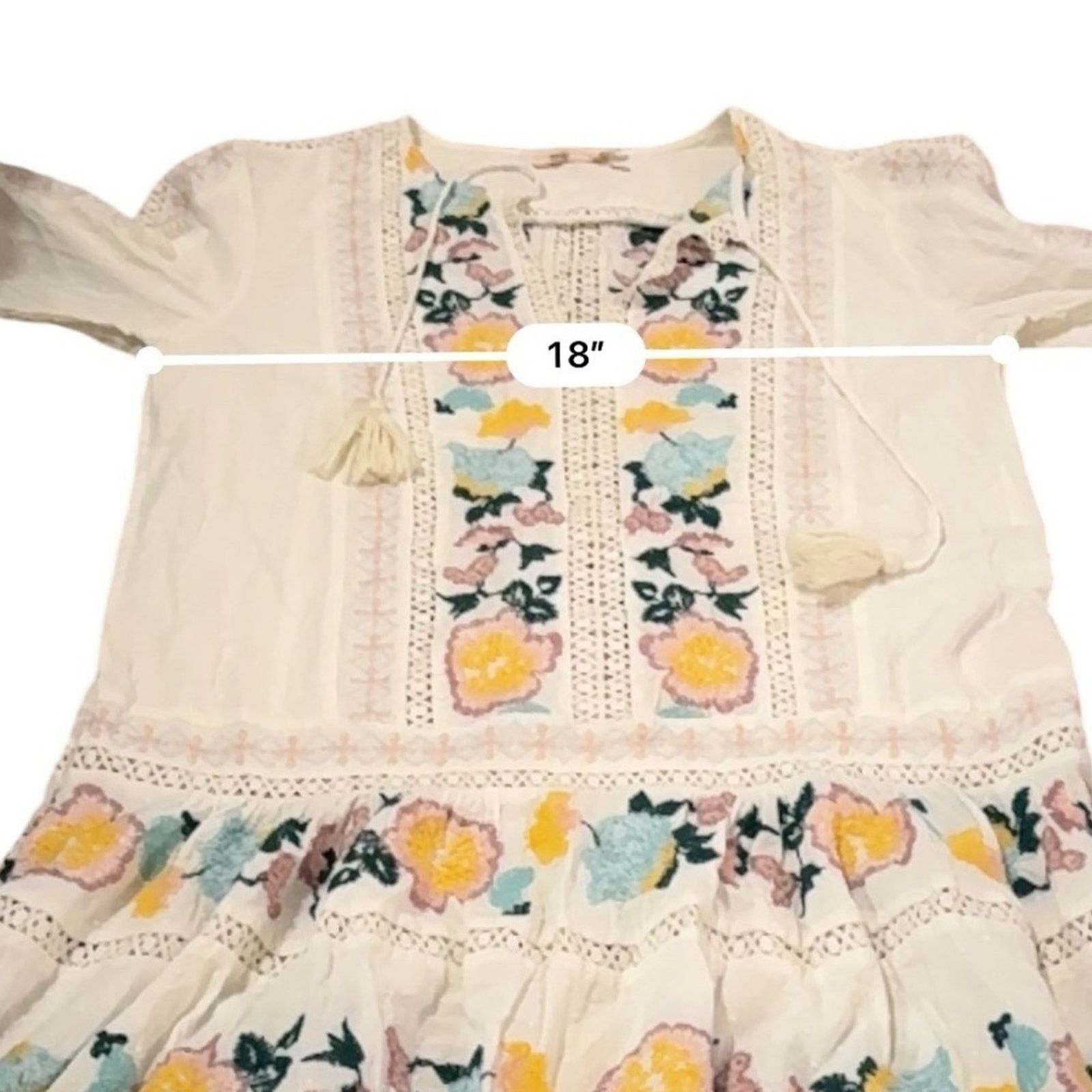 Tory Burch Tory Burch White Multicolor Floral Boho Long Sleeve Dress Size S / US 4 / IT 40 - 9 Thumbnail