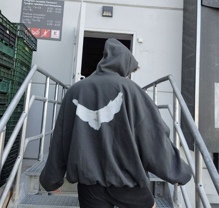 Gap Yeezy Gap Balenciaga dove black shrunken hoodie | Grailed