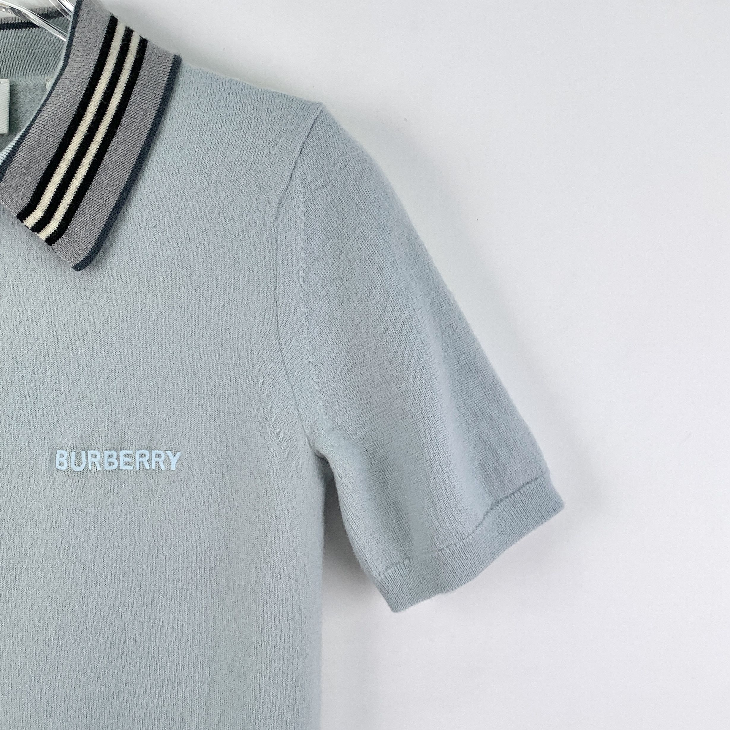 Burberry Burberry Knit Top Blue Striped Wool Logo Tee (Size S) Size S / US 4 / IT 40 - 6 Thumbnail