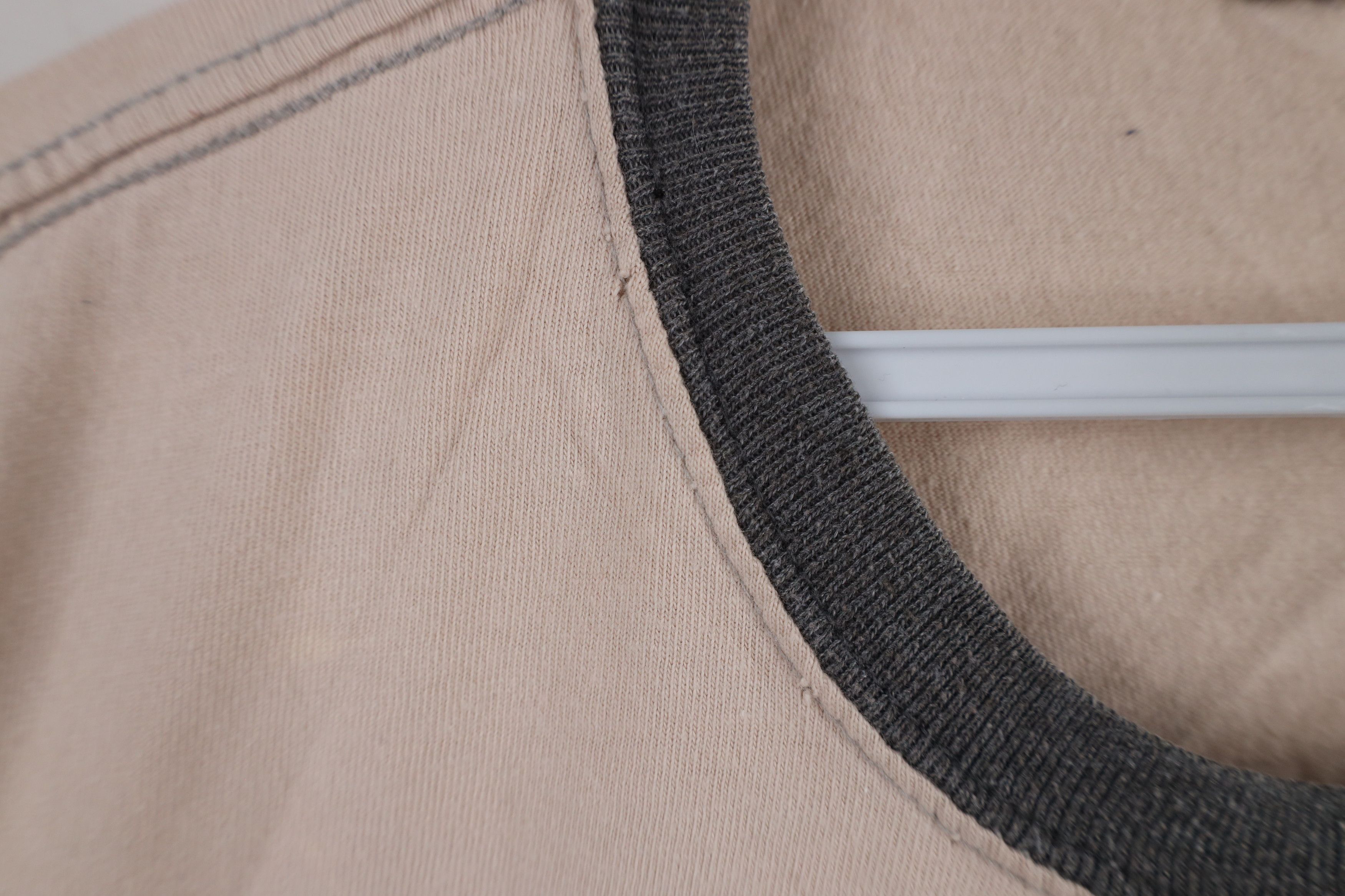 Vintage Vintage 90s Streetwear Short Sleeve Ringer T-Shirt Beige Size US XL / EU 56 / 4 - 4 Thumbnail