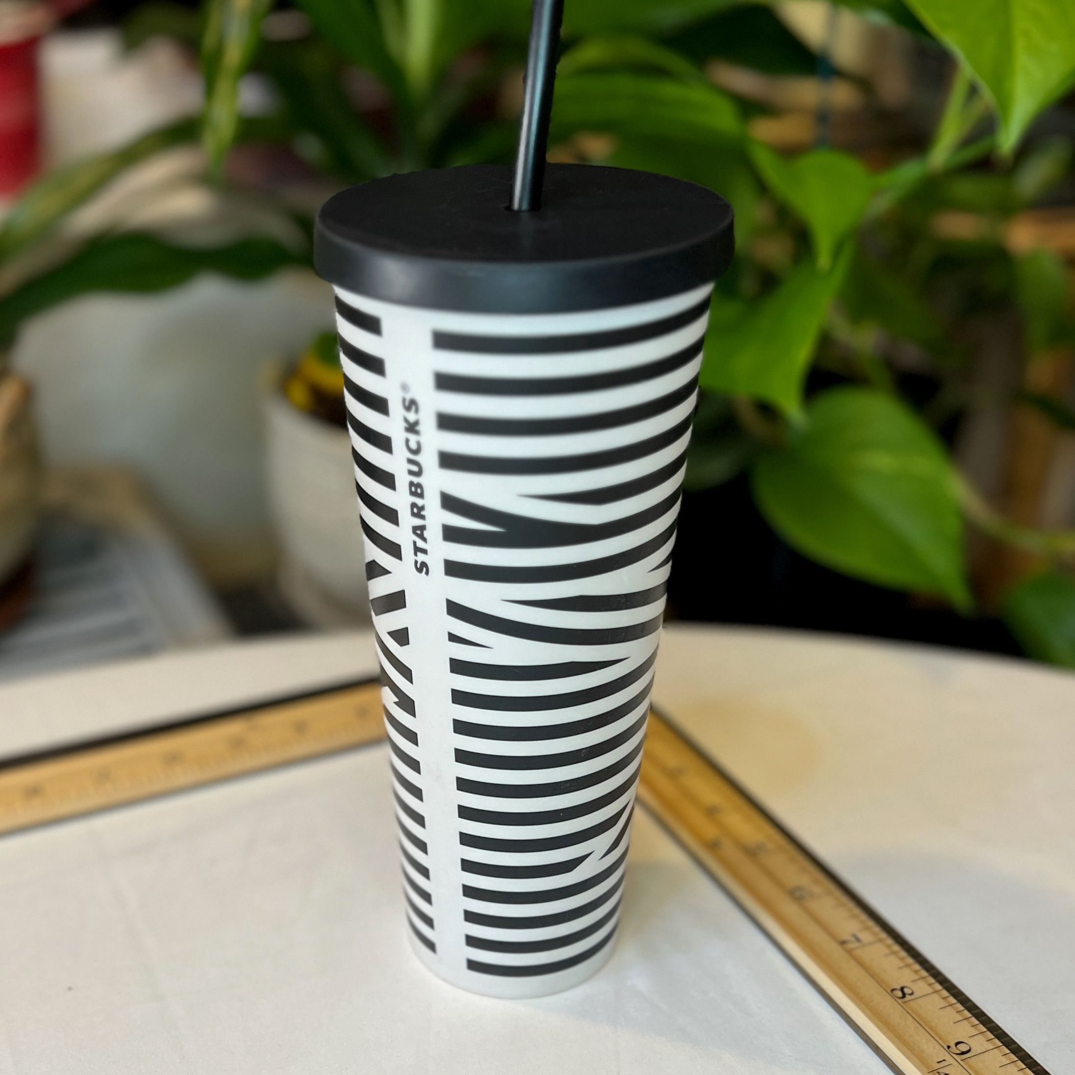 Designer Starbucks Coffee RARE Zebra Print Tumbler w/Lid and Straw Size ONE SIZE - 1 Thumbnail