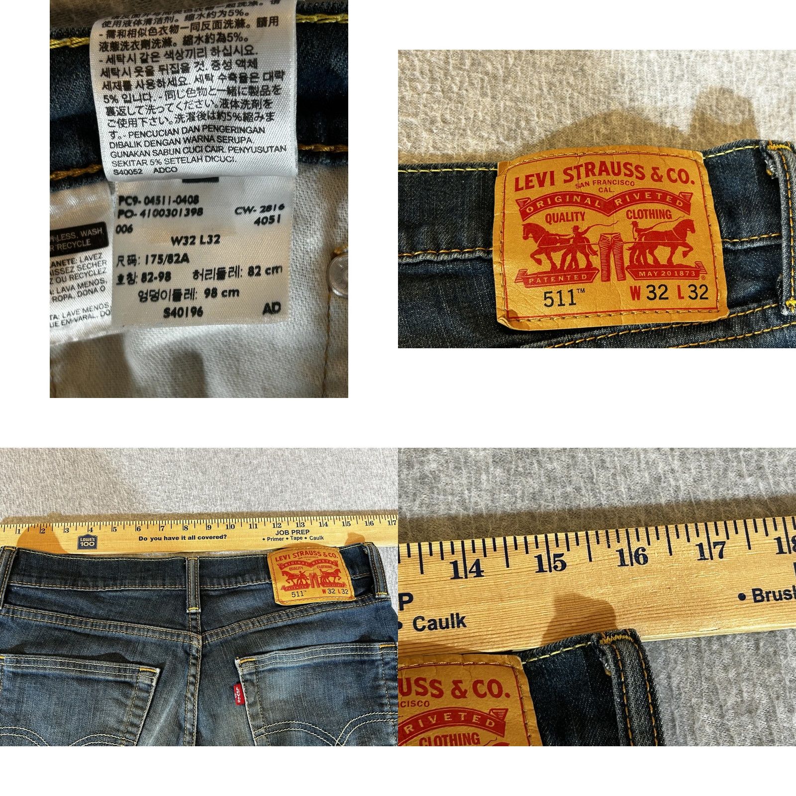 Levi's Levi's 511 Slim Men Jeans 32x30 Dark Wash Blue Denim Stretch Tapered Pockets Logo 90s? No Size US 32 / EU 48 - 8 Thumbnail