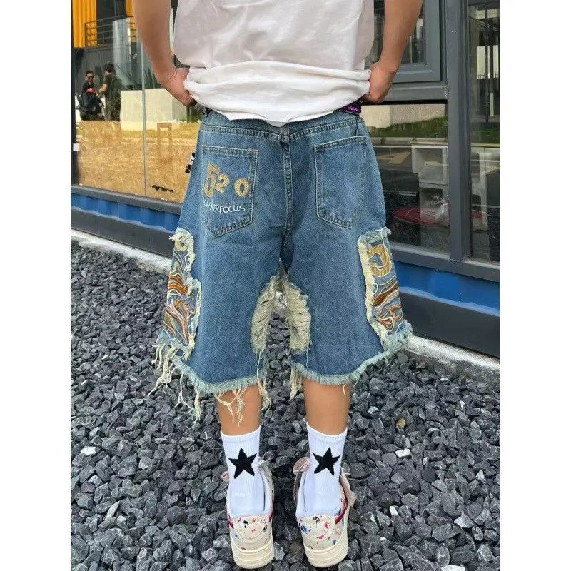 Japanese Brand × Jean Hip hop embroidered high street denim shorts Size US 32 / EU 48 - 2 Thumbnail