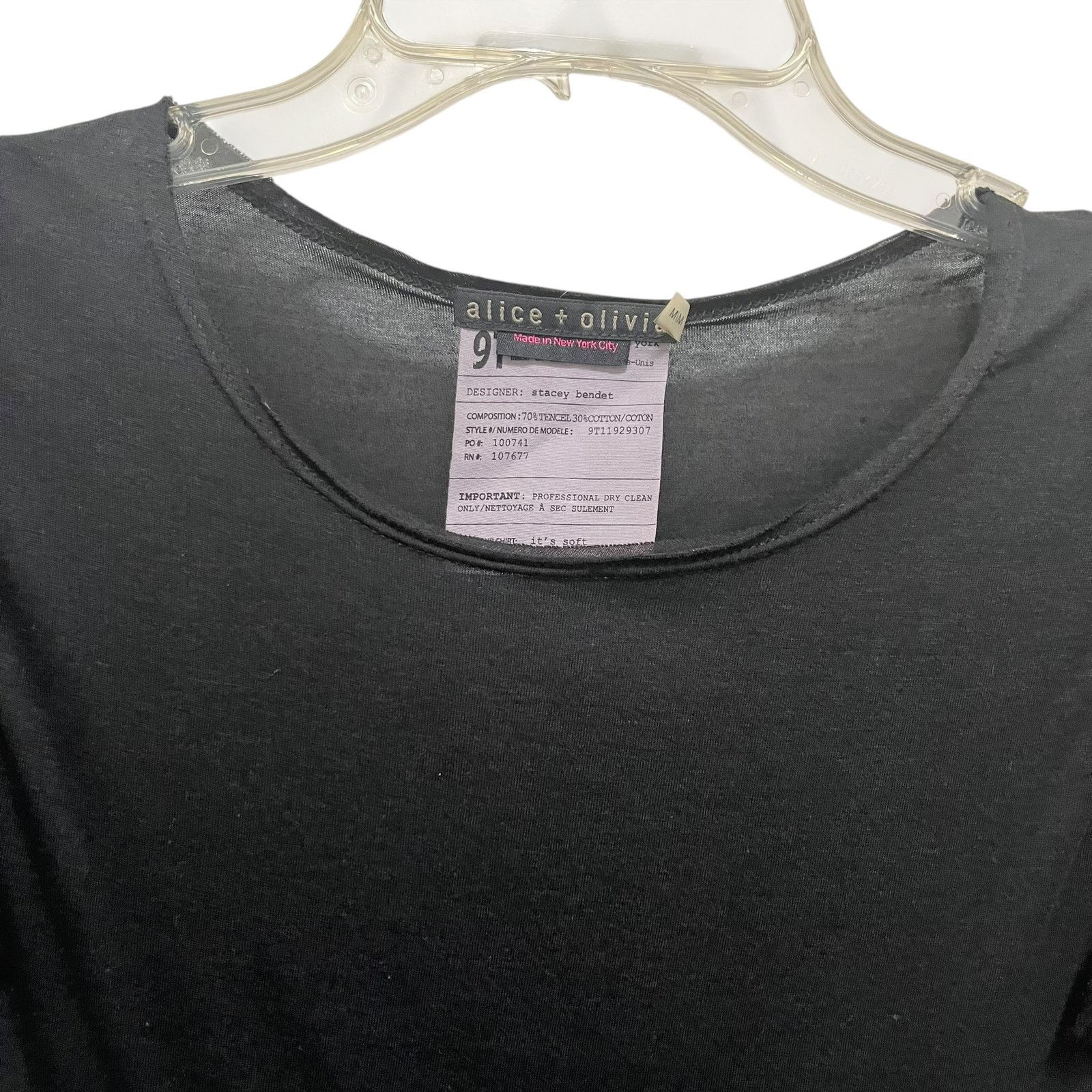 Alice + Olivia Alice + Olivia Black Short Ruffle Puff Sleeve Blouse Size M / US 6-8 / IT 42-44 - 3 Thumbnail