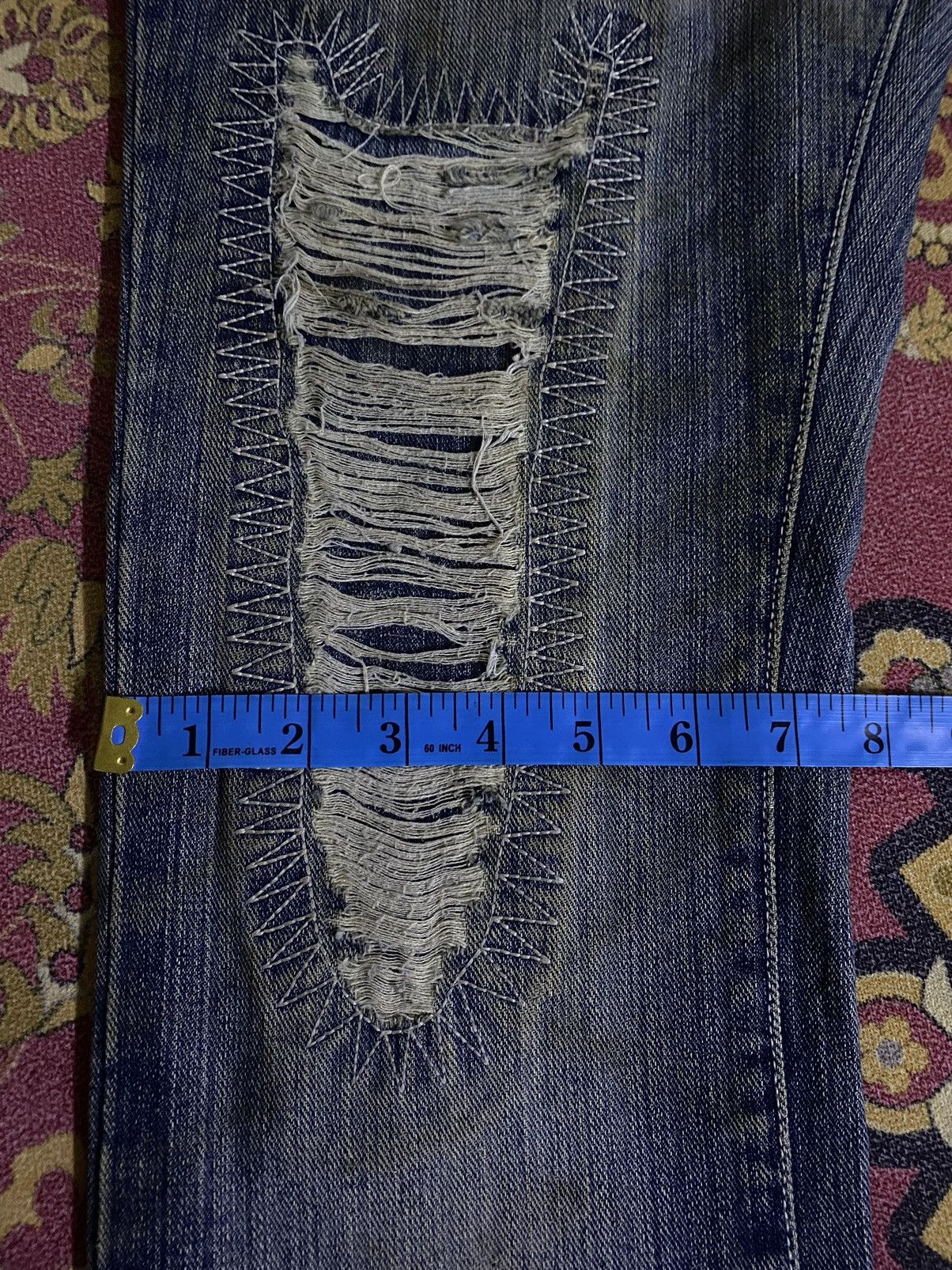 If Six Was Nine × Japanese Brand × Le Grande Bleu (L.G.B.) Japanese Brand RHYME Distressed Denim Pant Size US 33 - 21 Thumbnail
