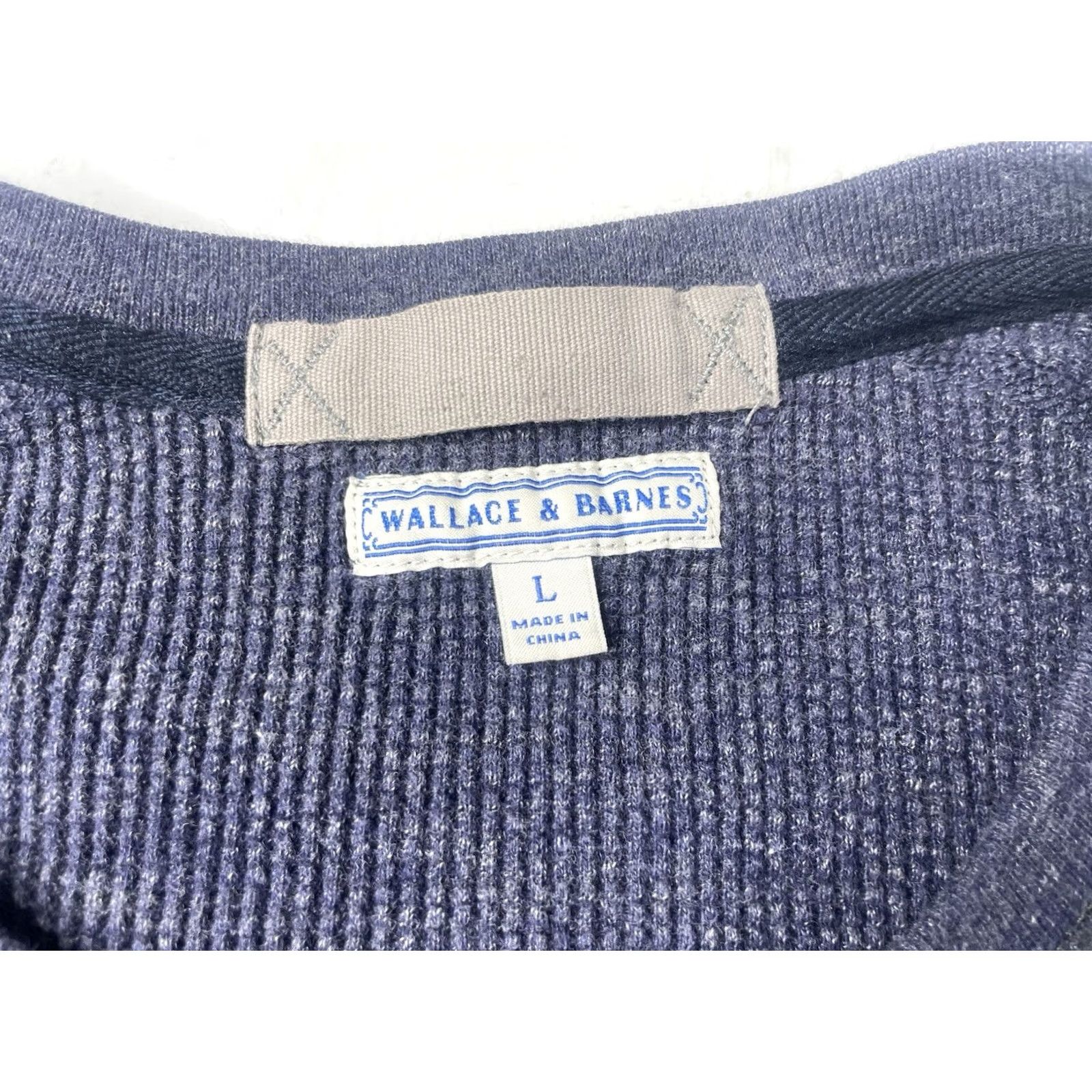 Wallace & Barnes Wallace & Barnes Shirt Mens Large Blue Henley Waffle Knit Thermal Classic Heritage Size US L / EU 52-54 / 3 - 3 Thumbnail
