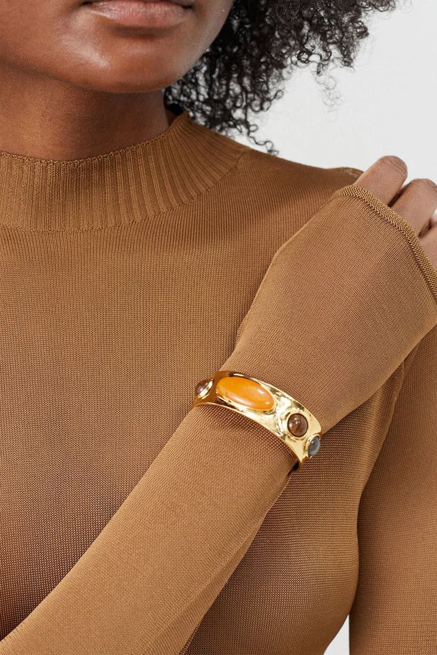 Saint Laurent Paris Saint Laurent Arty cabochon stone-embellished cuff bracelet Size ONE SIZE - 3 Thumbnail