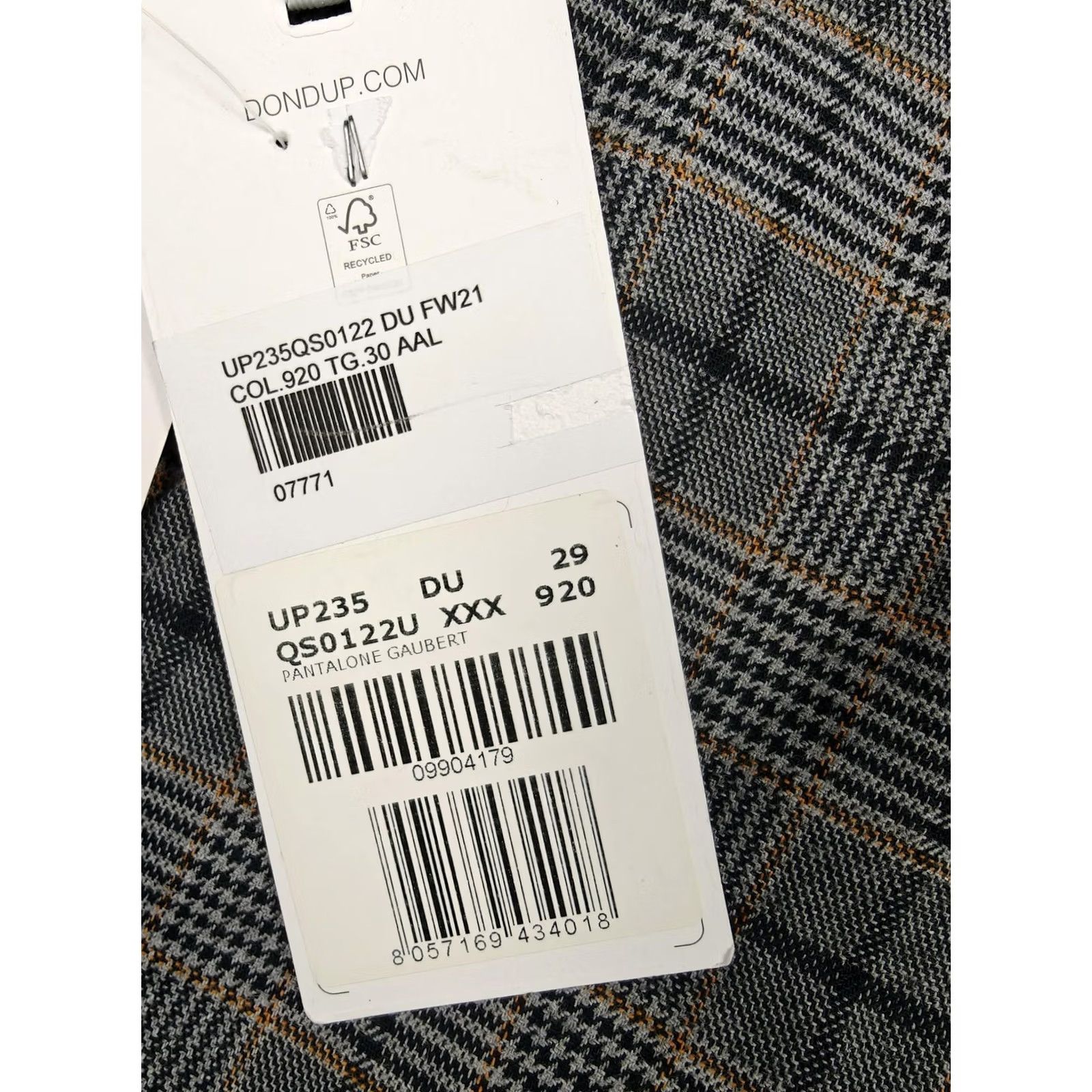 Dondup Dondup Pants Mens 29x30 Gray Gaubert Plaid Tweed Stretch Cotton Made Italy New Size US 29 - 4 Thumbnail