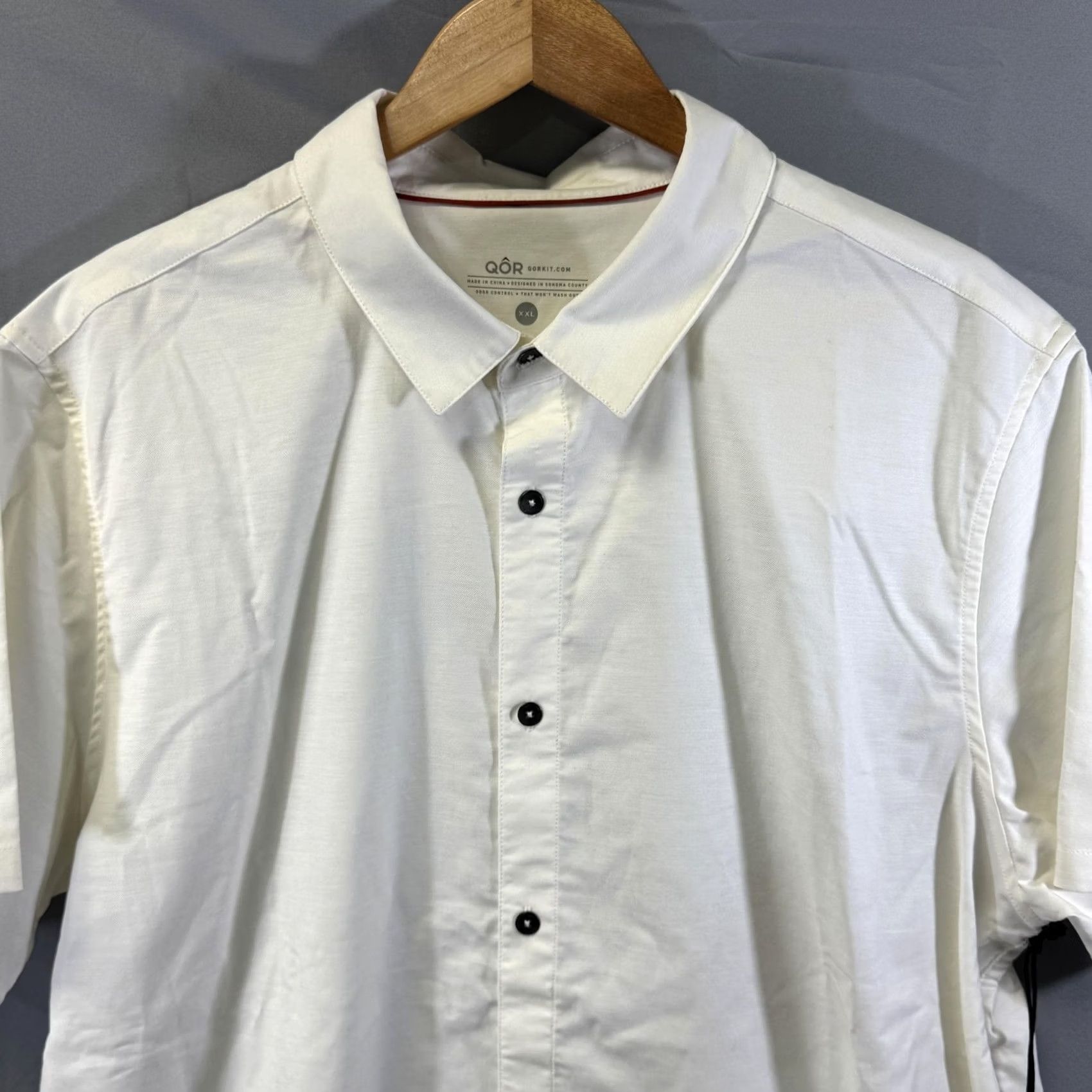 Vintage QOR Button-Up Shirt Mens 2XL White Short Sleeve Performance Stretch Odor Control Size US XXL / EU 58 / 5 - 4 Thumbnail