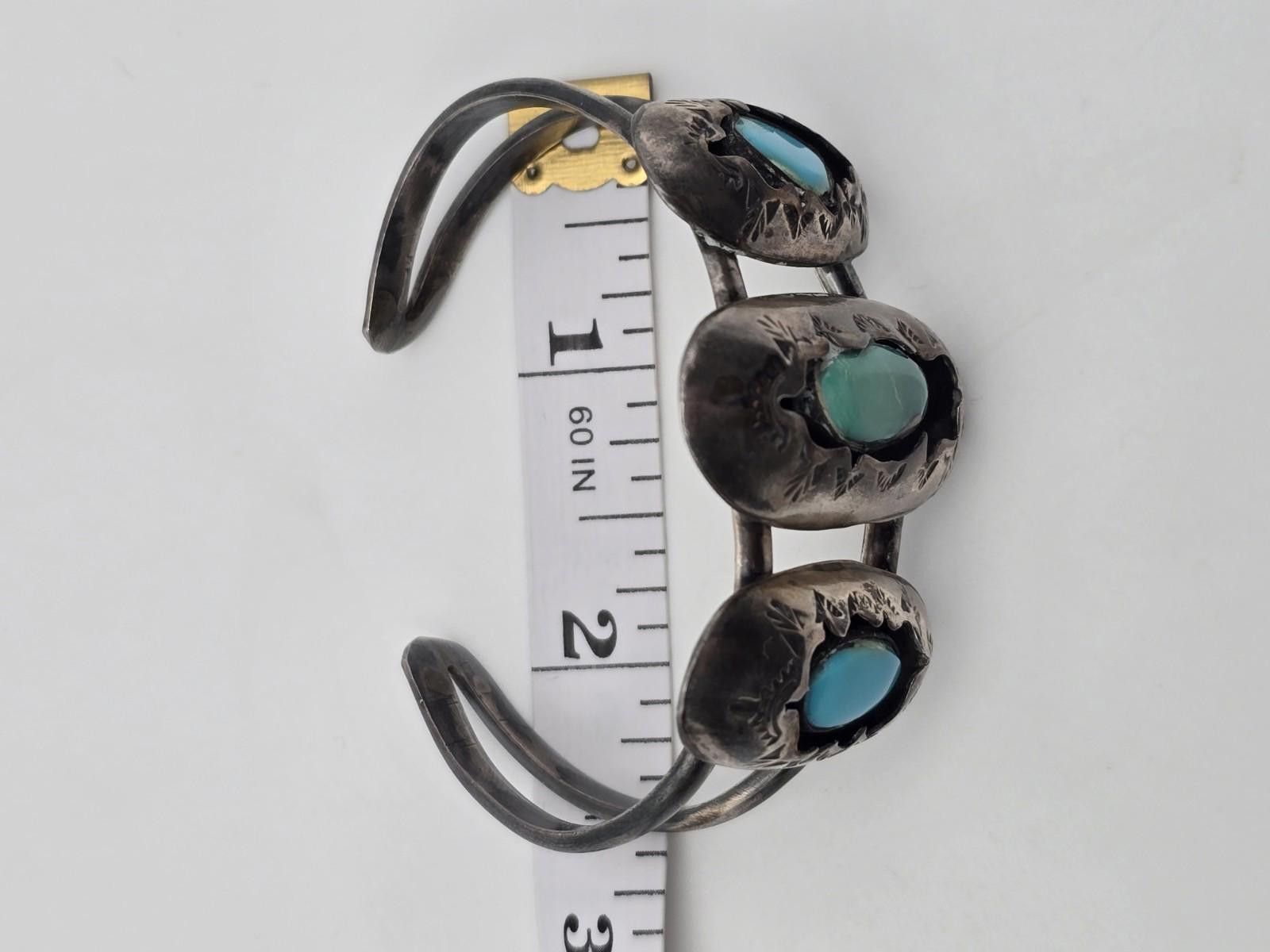 Other Vintage Navajo Style Sterling Silver Turquoise Cuff Bracelet Size ONE SIZE - 7 Thumbnail