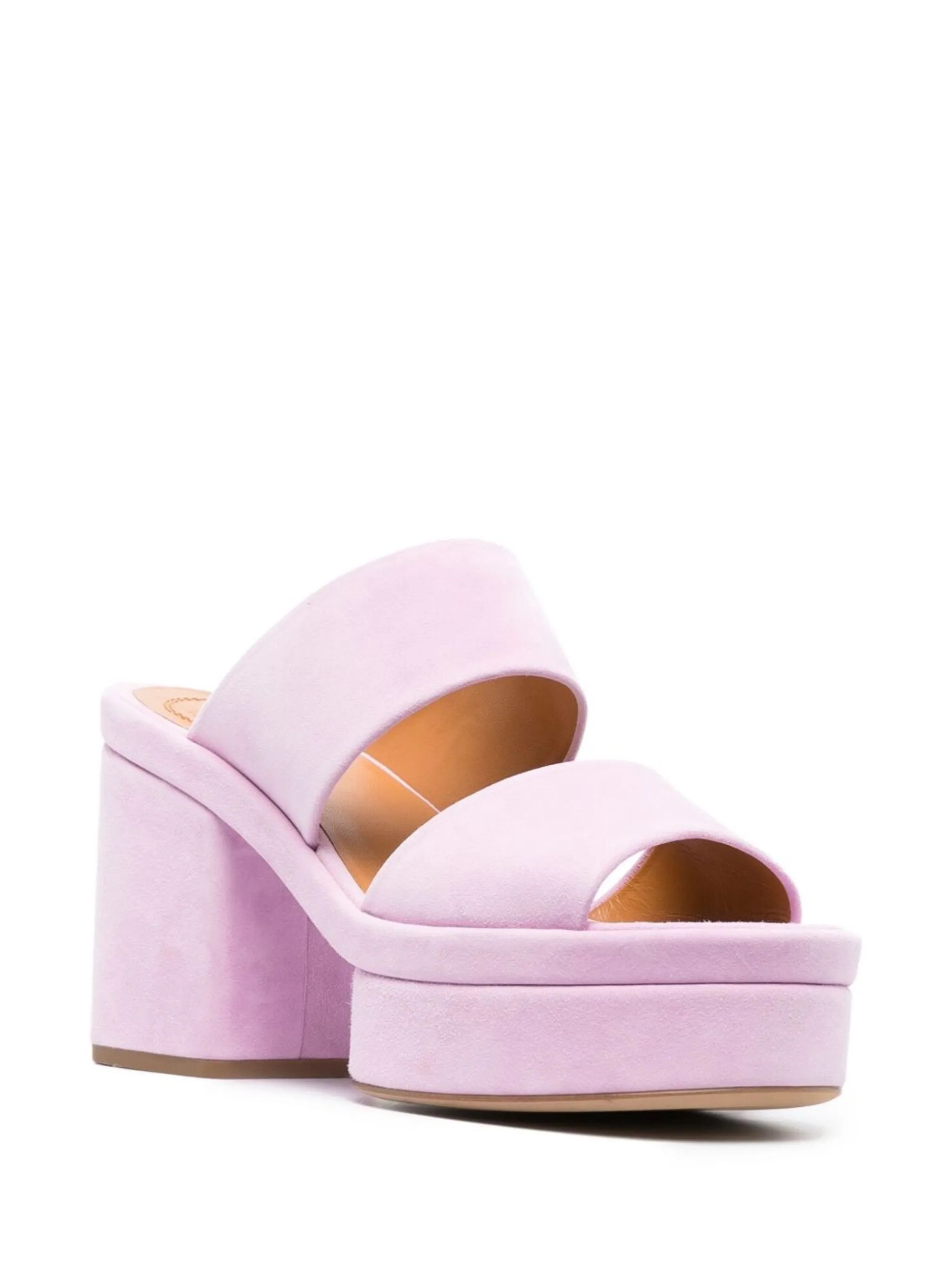 Chloe o1y0825 Leather Square Heel Mules in Mauve Size US 8 / IT 38 - 2 Thumbnail
