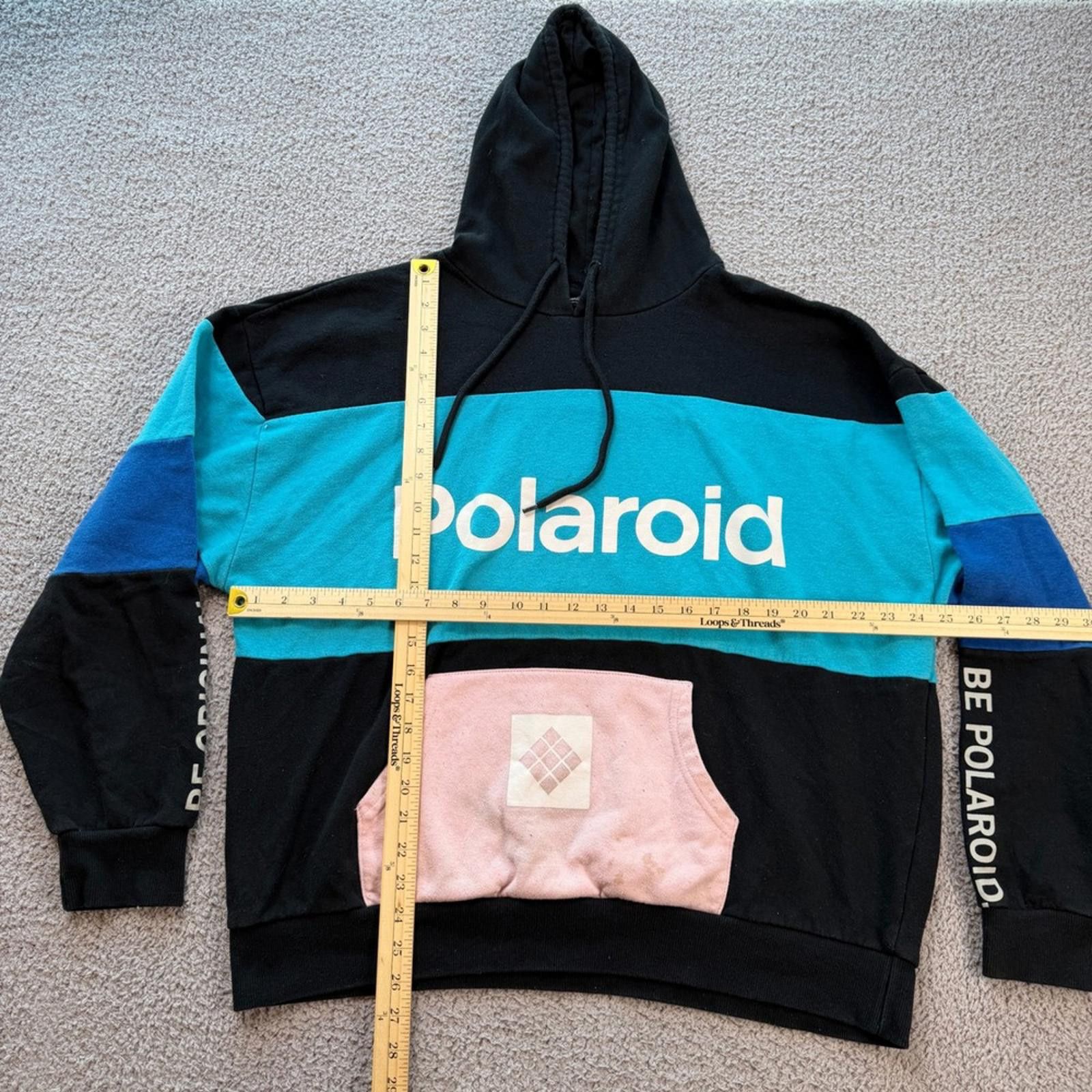 Polaroid Polaroid Colorblock Hoodie Men XL Black Teal Blue Sweatshirt Size US XL / EU 56 / 4 - 3 Thumbnail